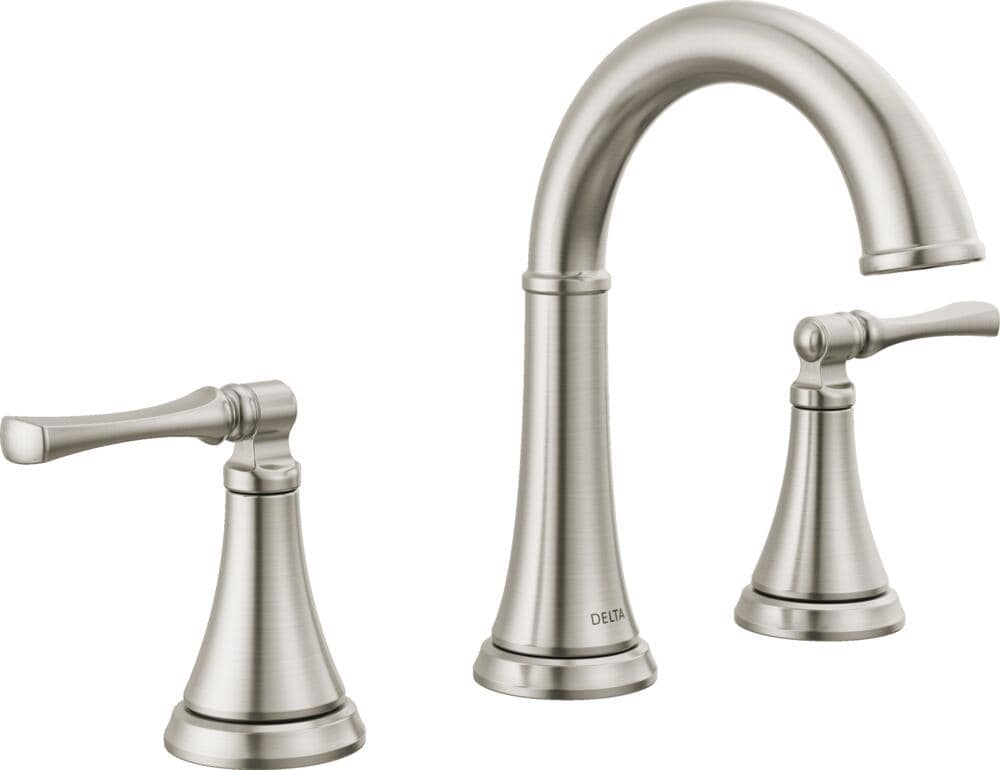 Delta 35798LF-SP Archdale Spotshield Brushed Nickel Widespread 2-handle WaterSense Mid-arc Residential Handle Bathroom Sink Faucet with Drain