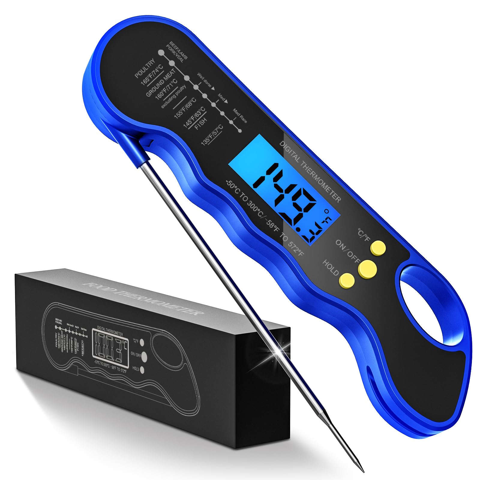 JVFCXXV - Instant Read Meat Thermometer Digital Food Thermometer Waterproof Backlit Display Magn...
