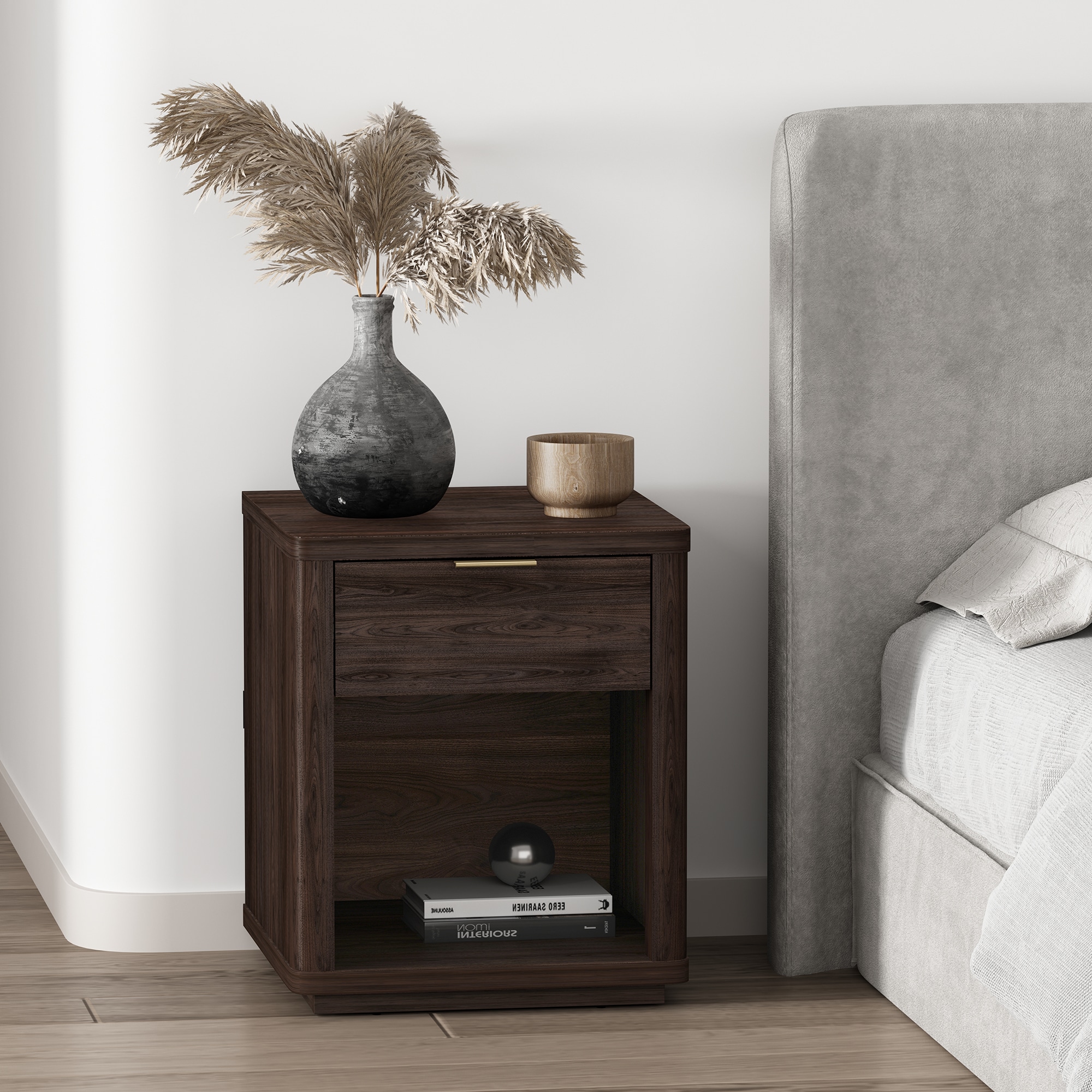 Manhattan Comfort NS011-BR Evelyn Brown Nightstand