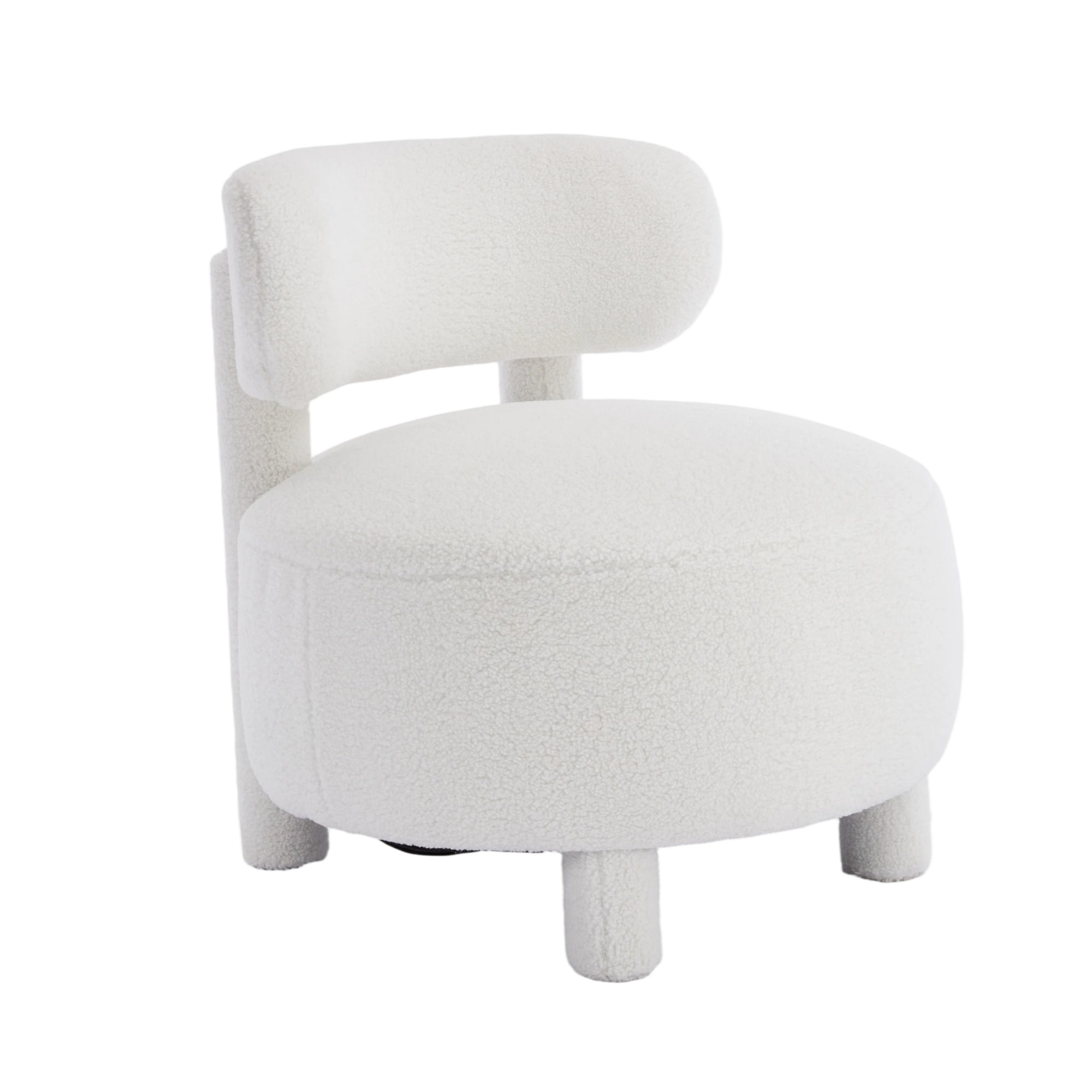 Bybafun - 28.35-in W Casual White Teddy Accent Chair
