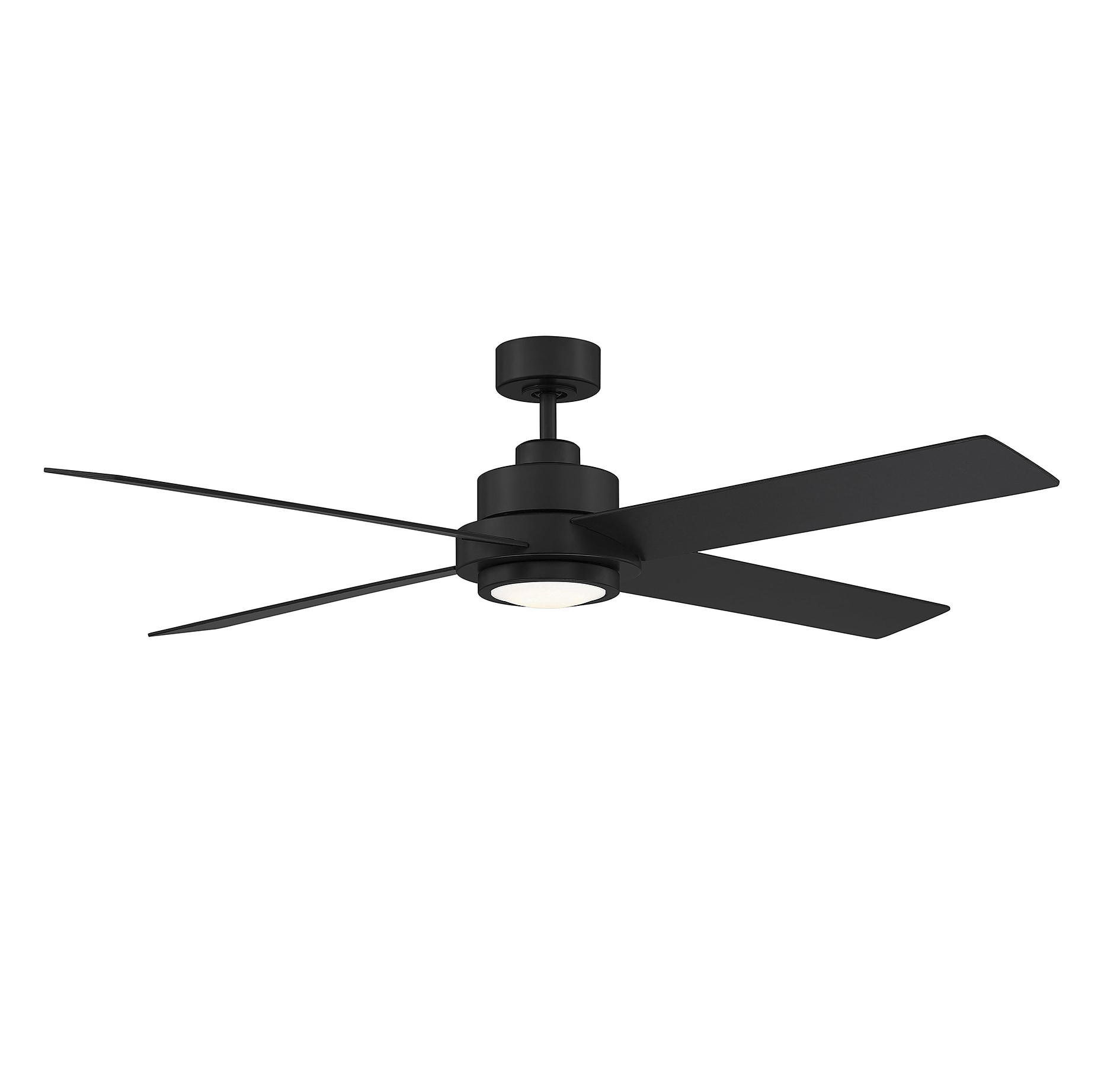 Meridian Lite Trends M2011MBKRV Meridian 56-in Integrated LED Matte Black with Black/Antique Oak Blades Ceiling Fan With Light and Remote ( 4 -Blade )