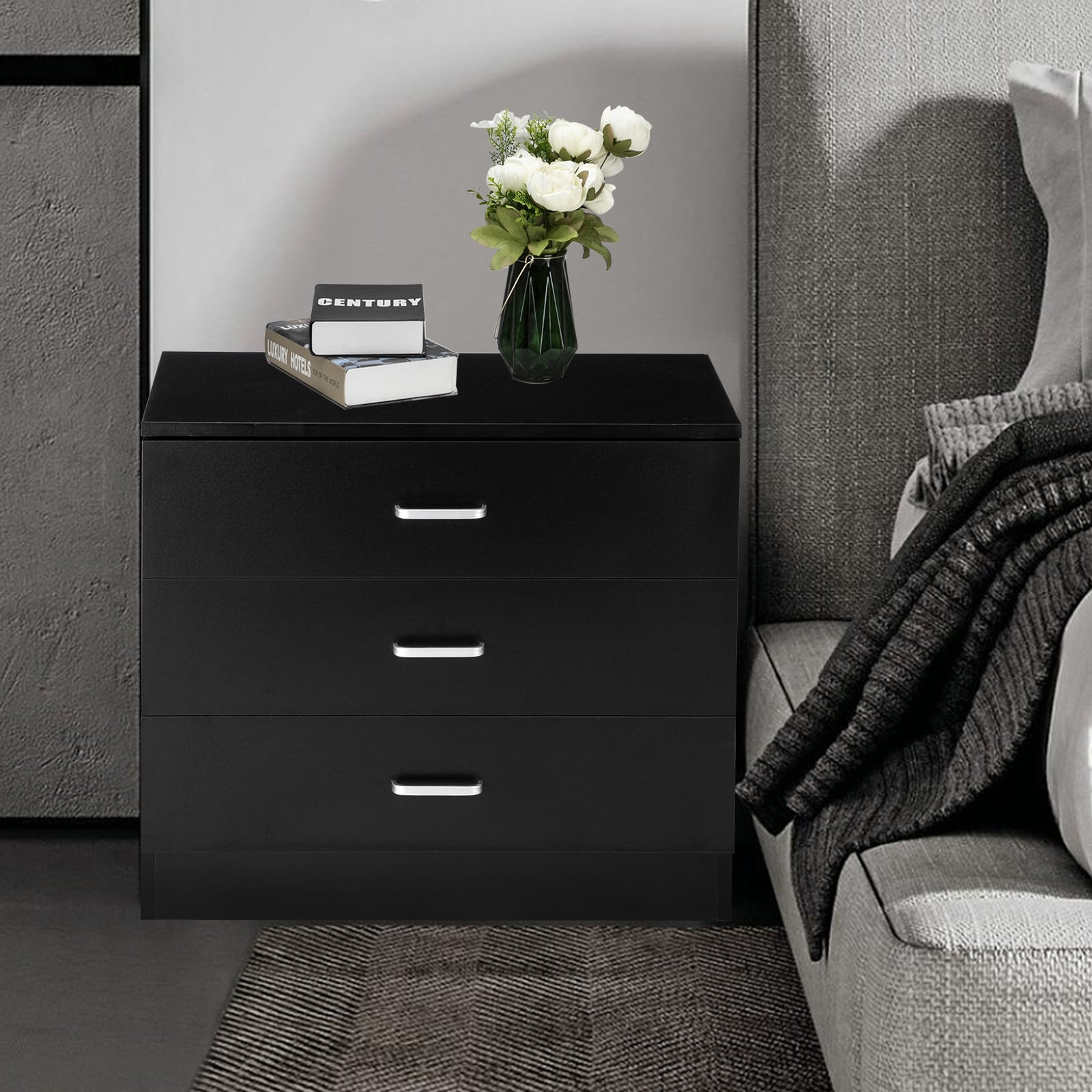 Winado LO1G52002623 Black 3 -Drawer Standard dresser
