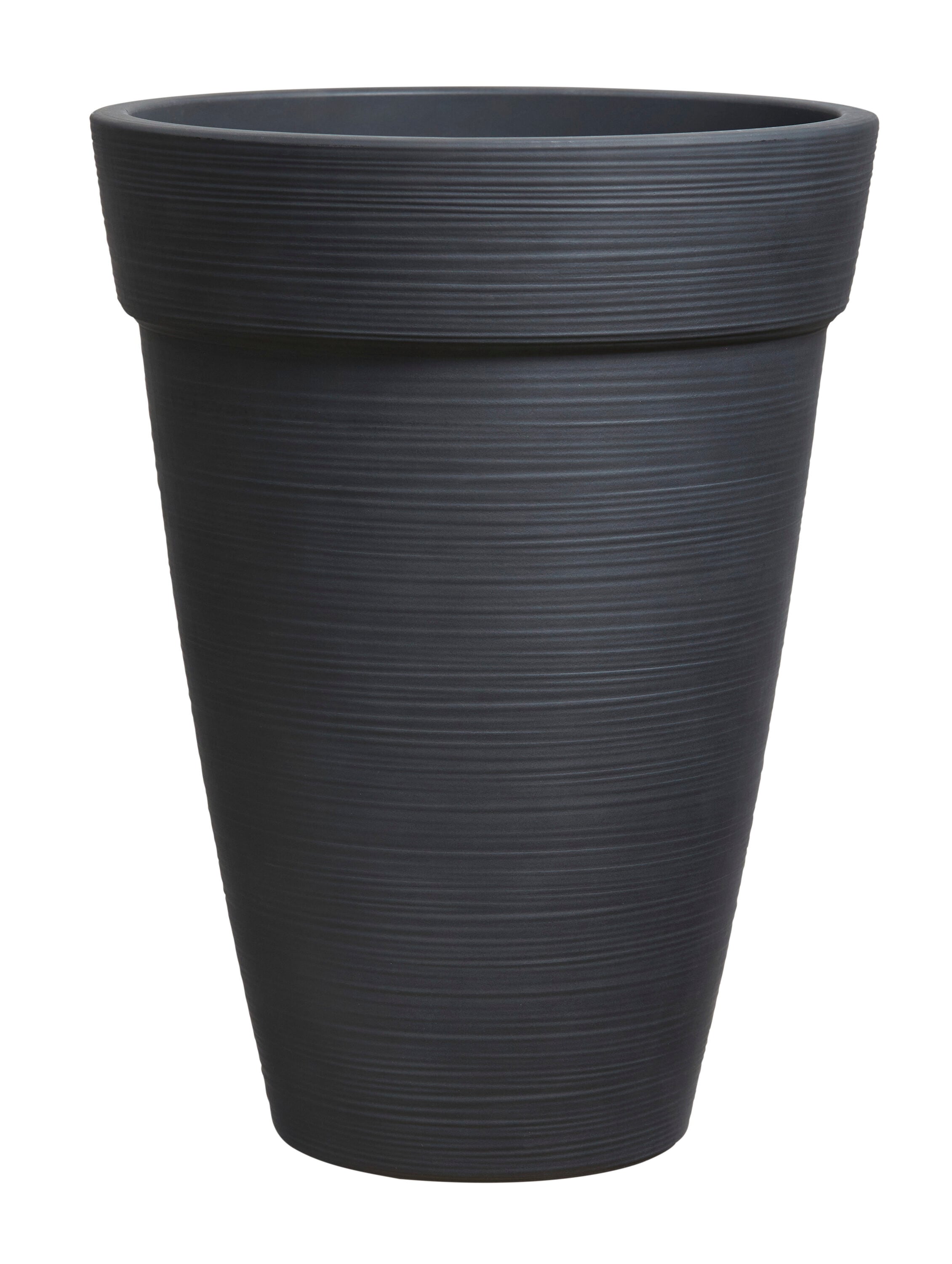 Grosfillex US639113 Round 15.91-in W x 11.93-in H x Black Resin Indoor/Outdoor Planter