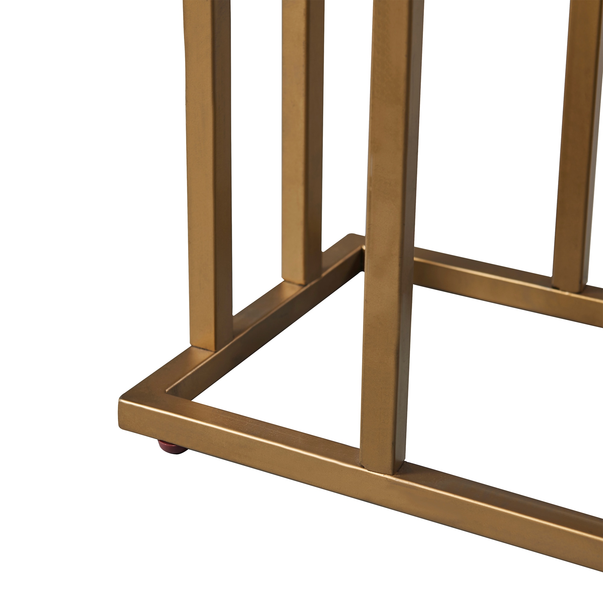 Modern Faux Marble and Brass C-Shaped Side Table