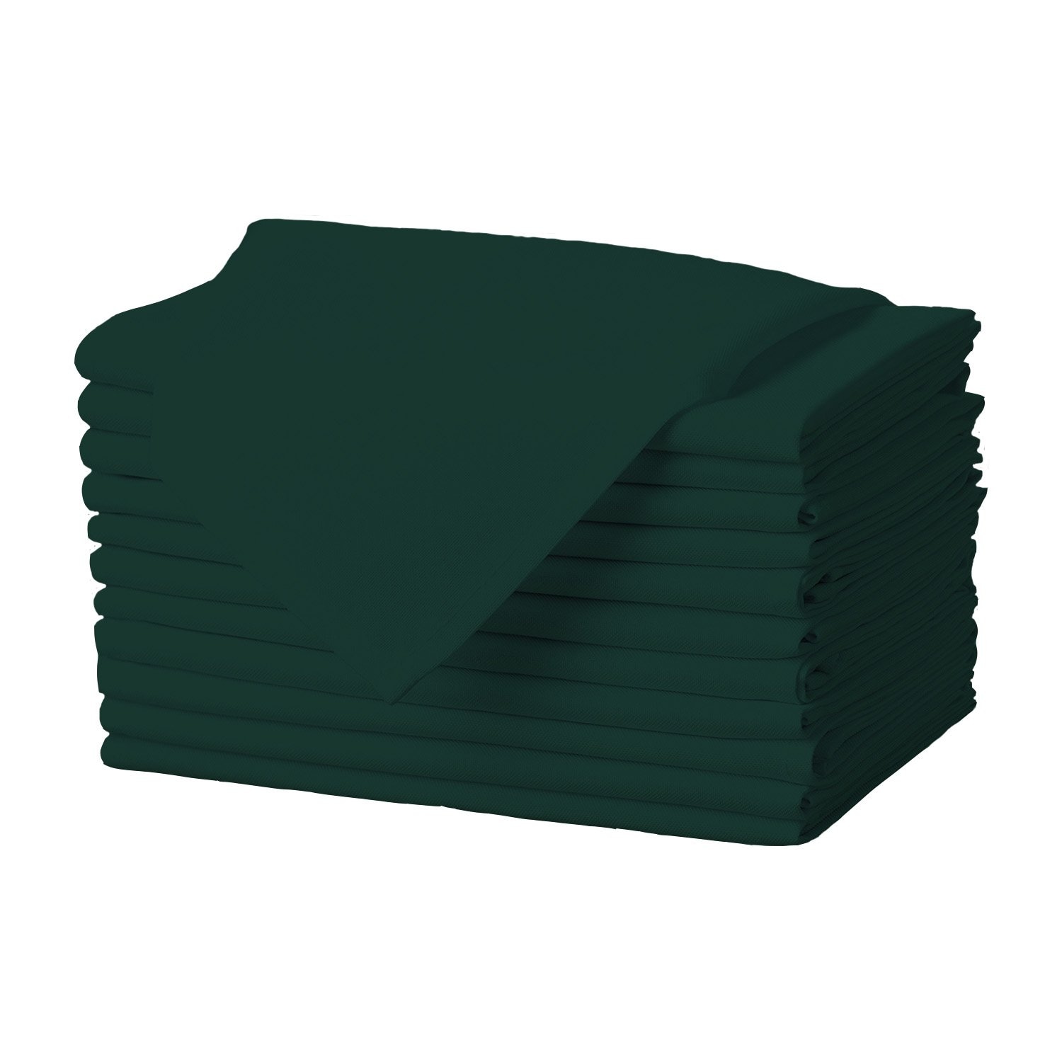 Gee Di Moda  Cloth Napkin - 17 x 17 Inch Hunter Green Dinner Napkins - Set of 12 - Soft and Absorbent Washable Fabric Cloth Table Napkins with Hemmed Edges