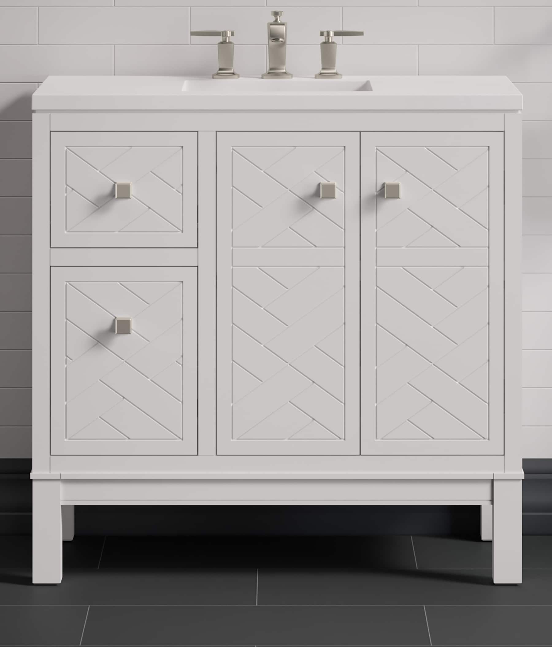 KOHLER 33531-ASB-0 Beauxline 36-in White Undermount Single sink Bathroom Vanity with White Quartz Top
