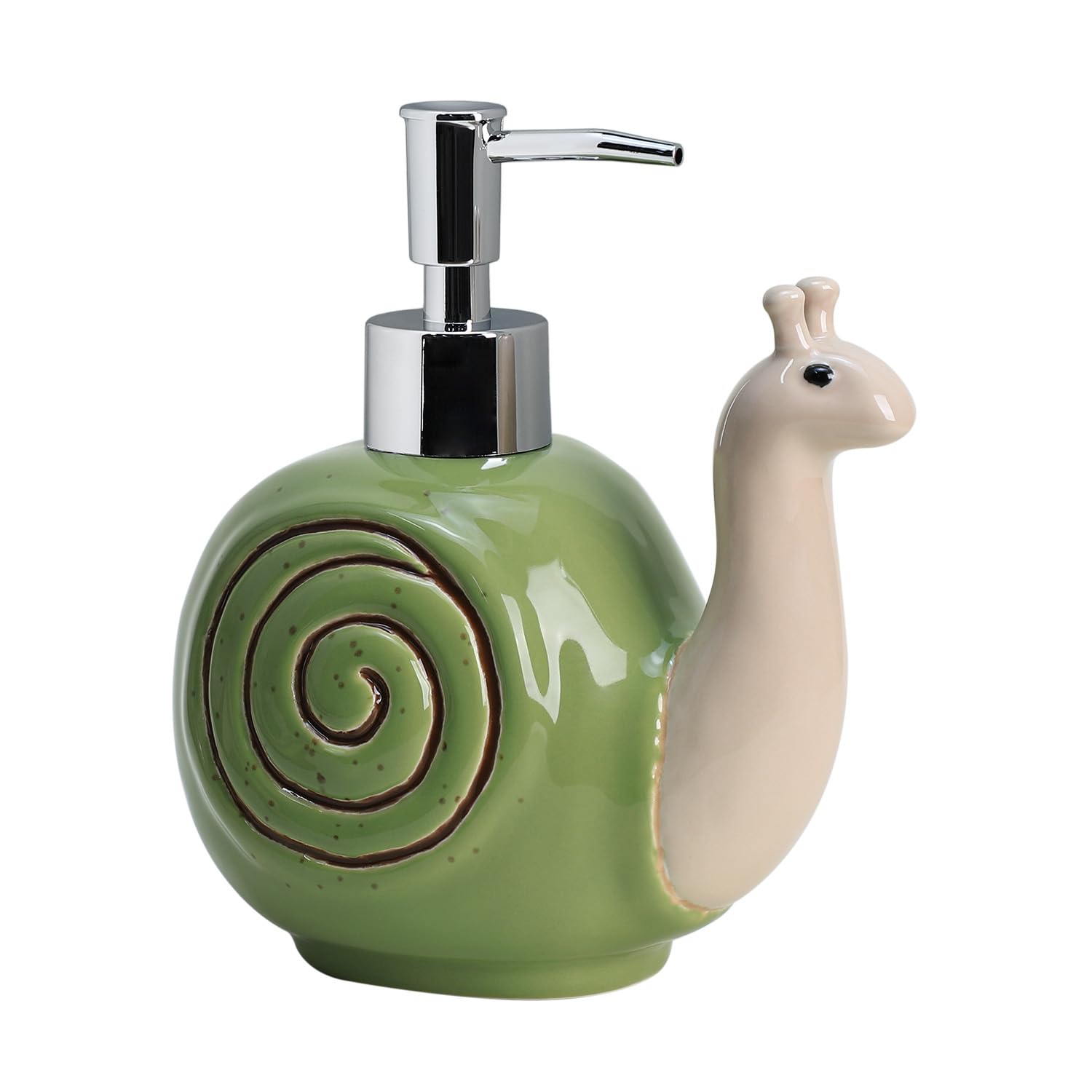 Aoibox  Ceramic Snail Shaped Soap Dispenser with 14 oz Refillable Plastic Pump for Lotion and Liquid Soap Colias