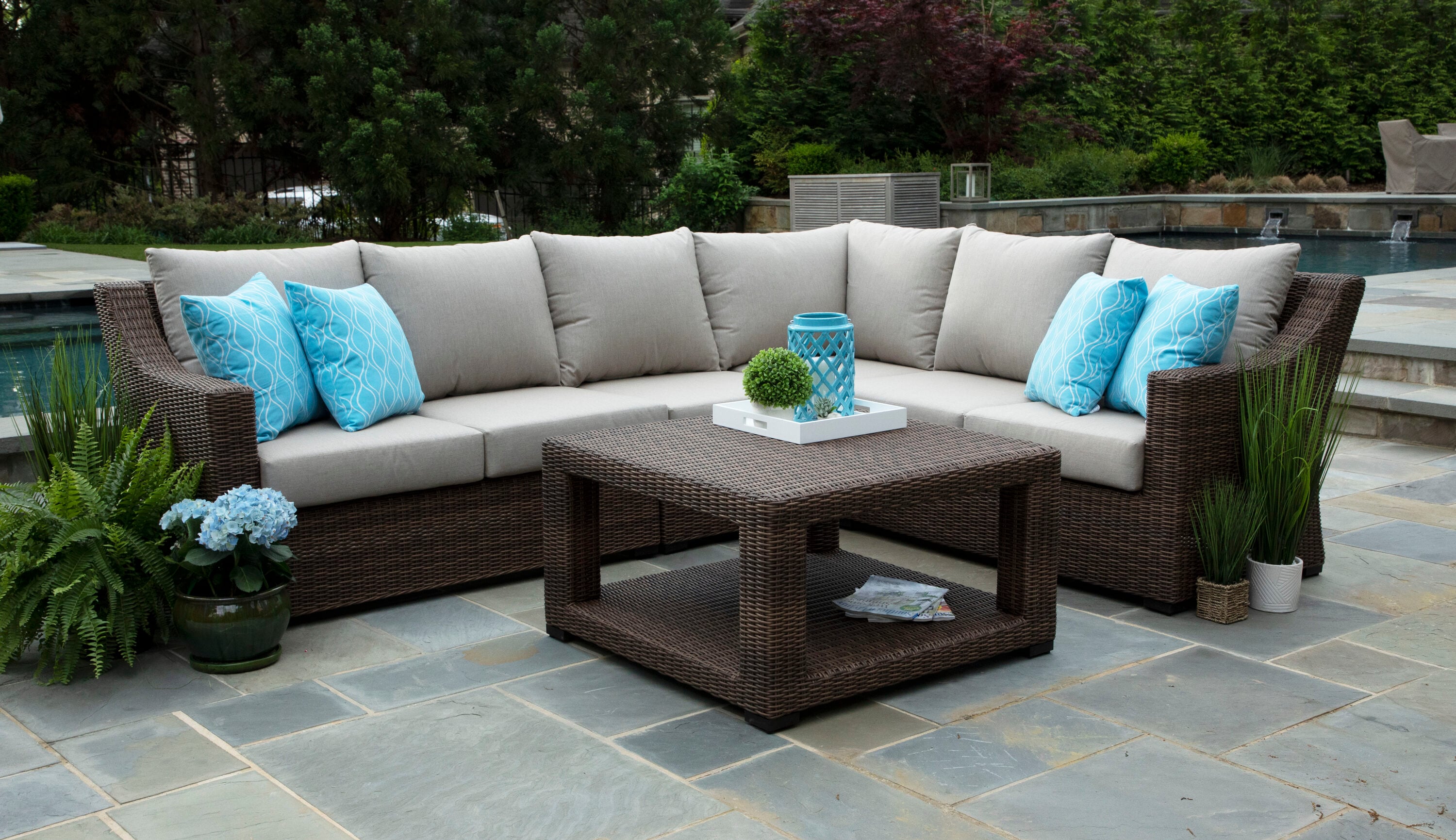 Huang 5 piece online rattan sectional