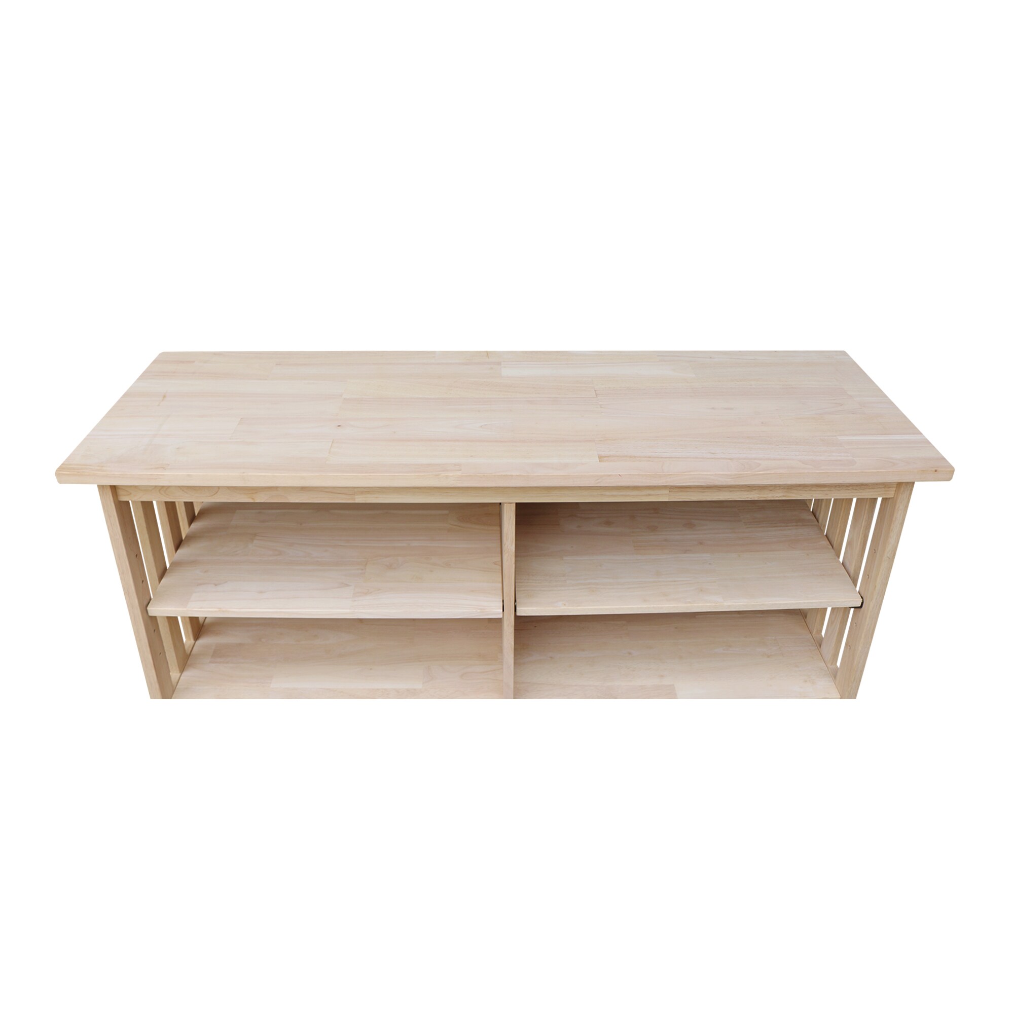 Solid Wood Classic Mission TV Stand with Cabinet - Light Brown