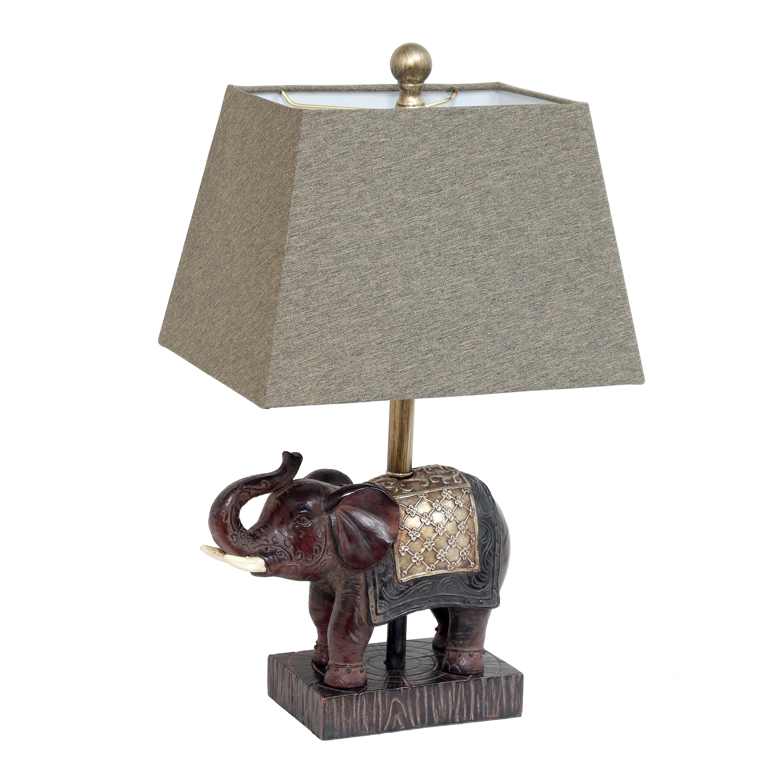 Lalia Home LHT-1021-BW Classix 20.5-in Brown LED Rotary socket Table Lamp with Fabric Shade