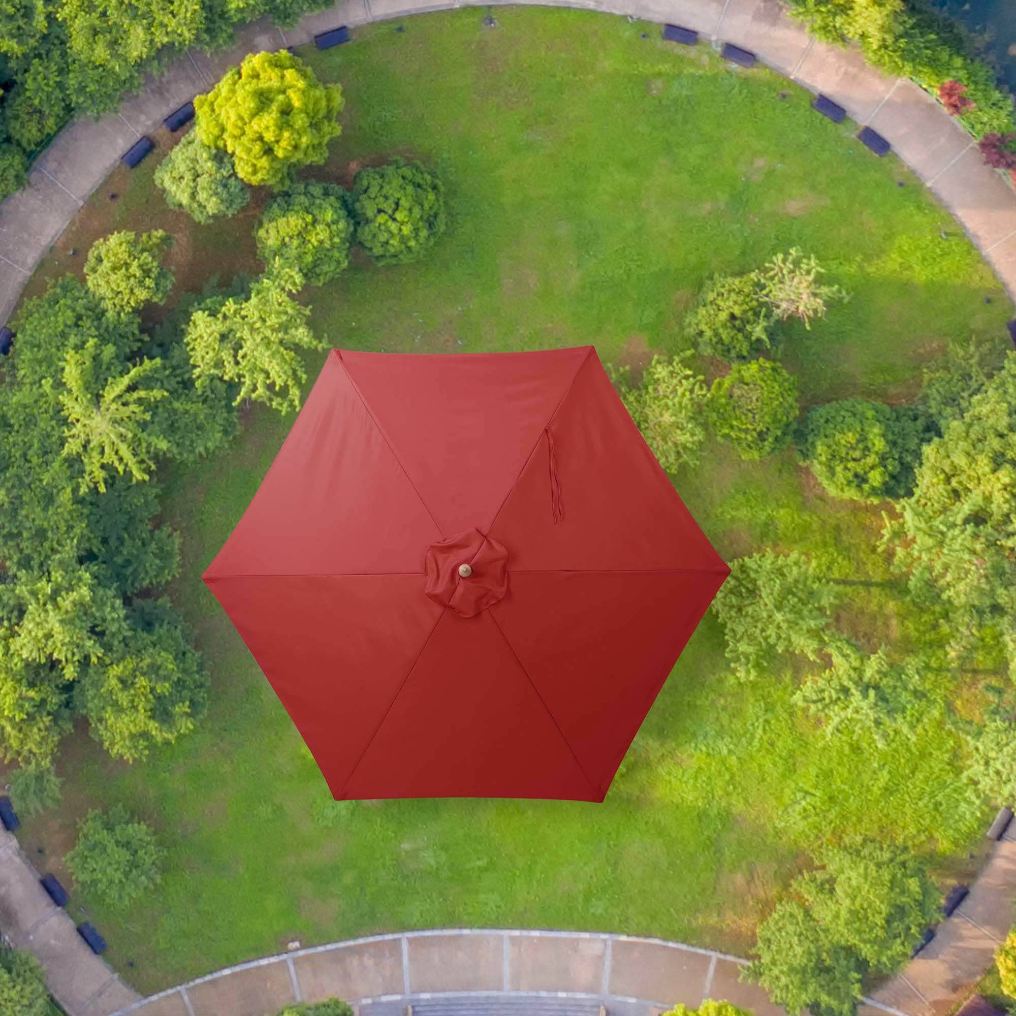 9-FT 6 Ribs Umbrella Cover Canopy Replacement Top Patio Outdoor Market Beach Red
