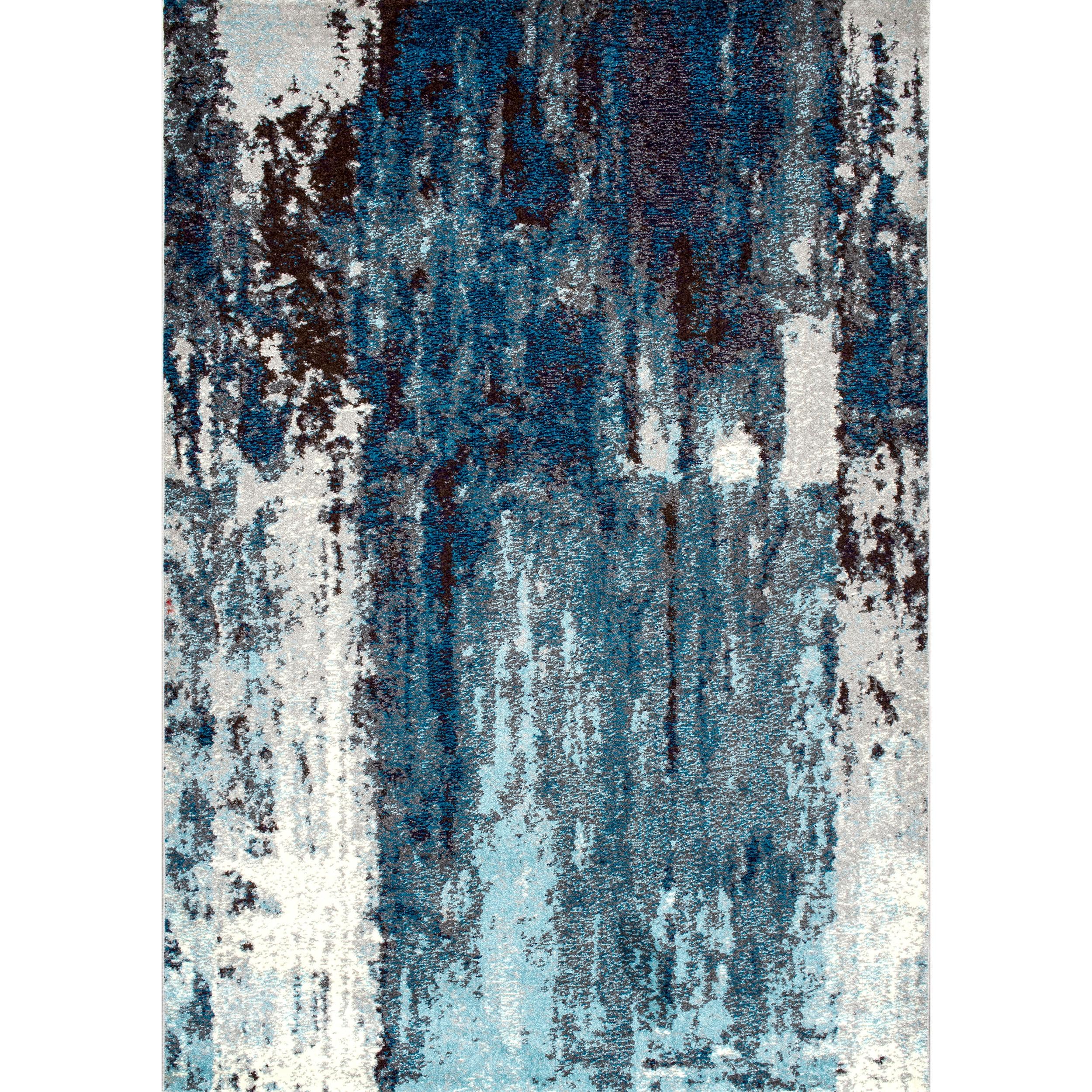 Haydee Blue and Gray Abstract Reversible Runner Rug