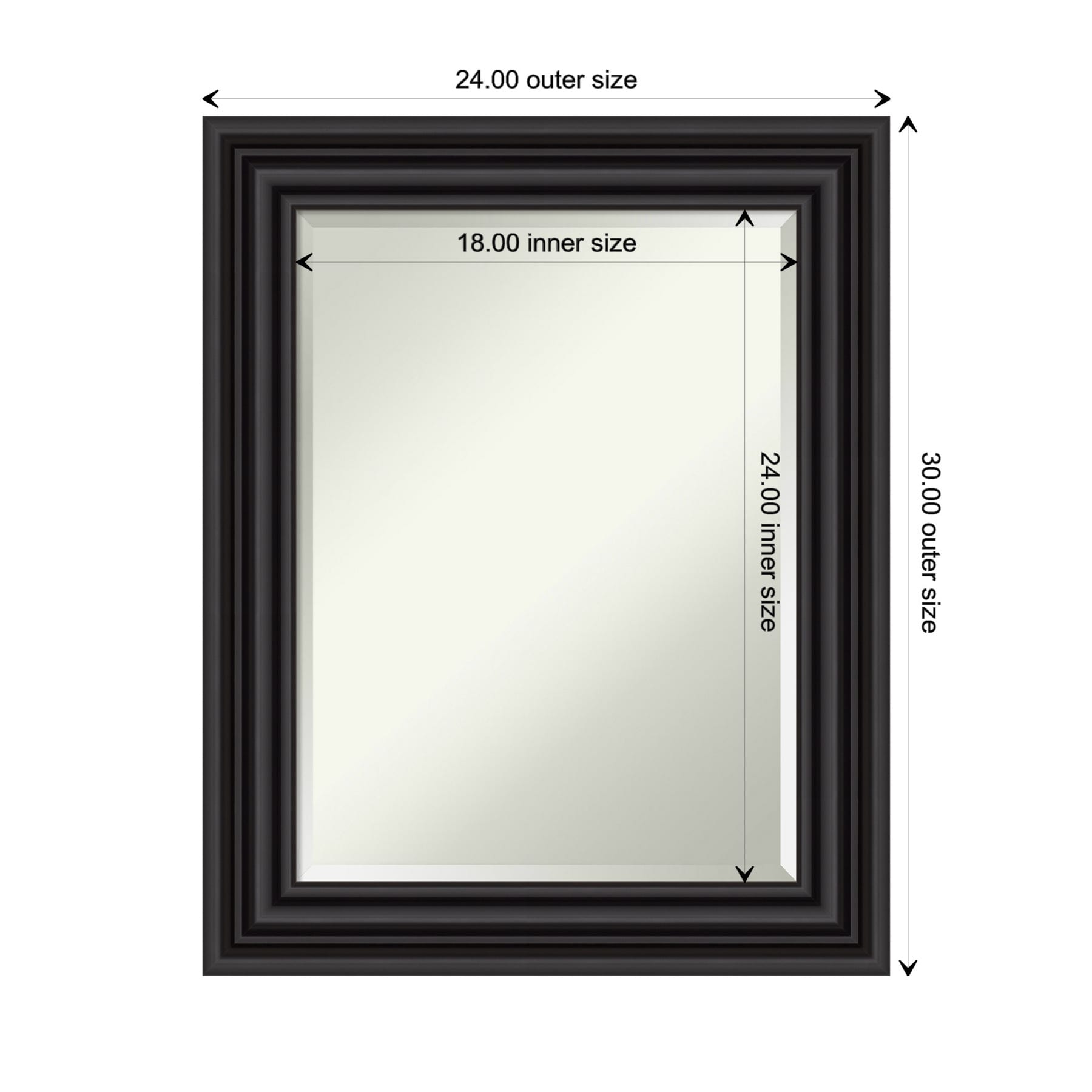 Colonial Black 24x30 Rectangular Wall Mirror with Polystyrene Frame