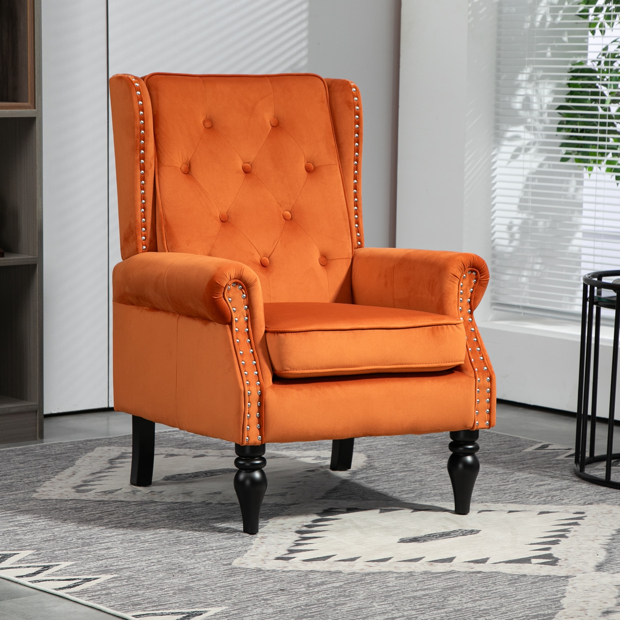 prilinex W395P188084 Modern Orange Velvet Accent Chair