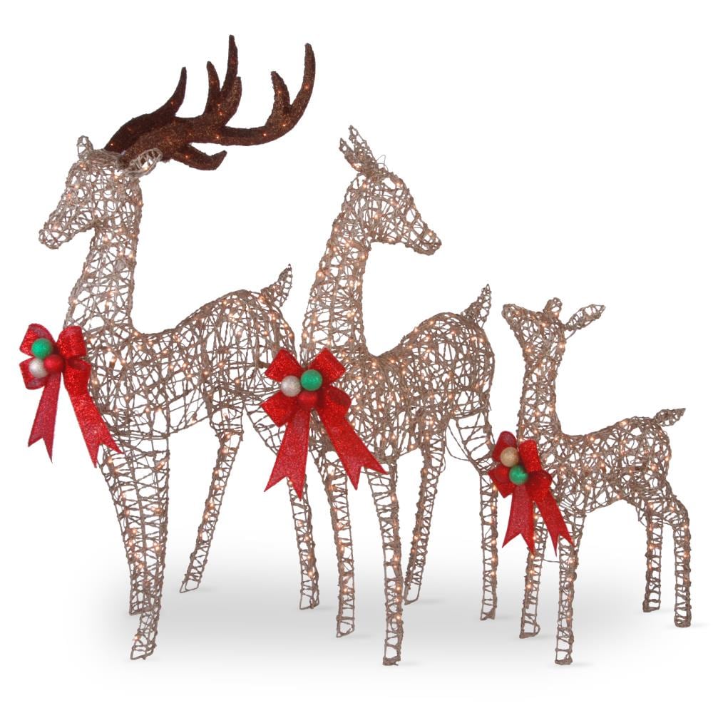 National Tree Company 3-Pack 60-in Reindeer with White LED Lights ...