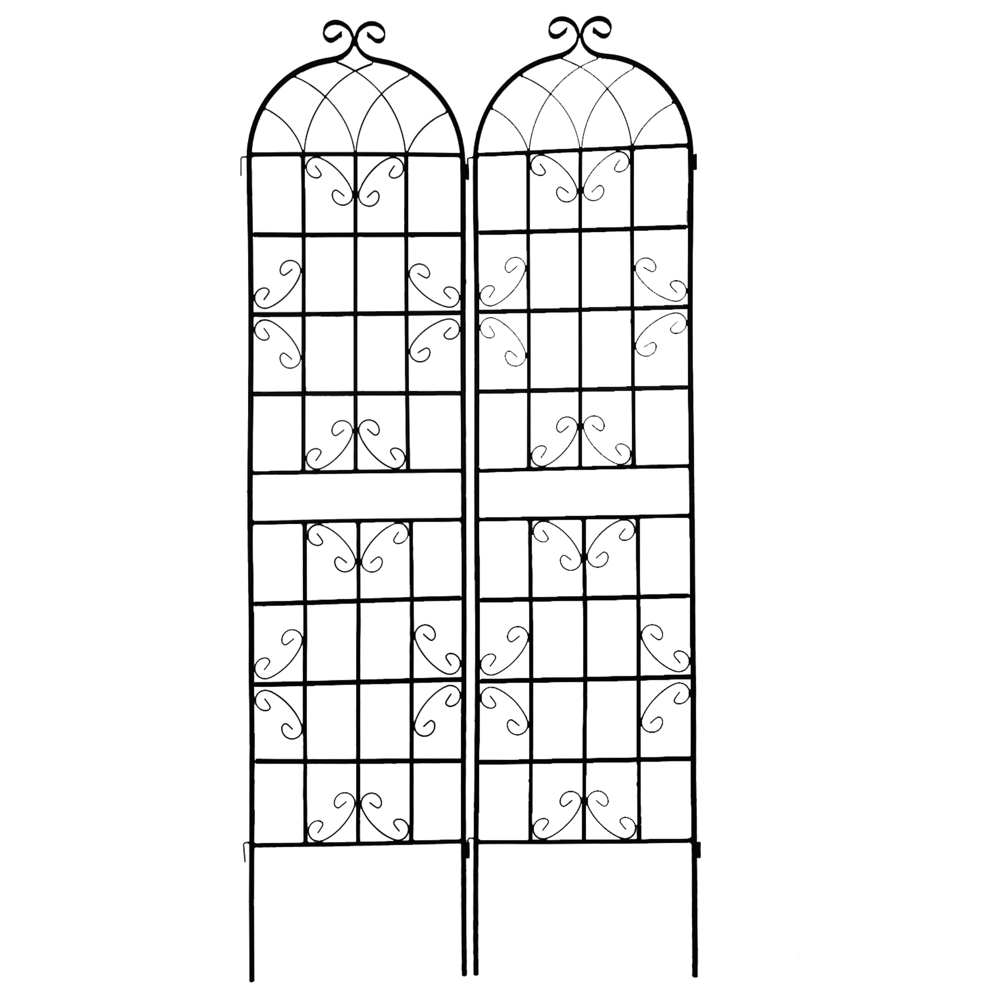 Gaierptone CRXSK5HBLR8 Metal Garden Trellis 19.7-in W x 86.7-in H Black Iron Garden Trellis For Climbing Plants For Cucumbers For Roses For Tomatoes 2 -Pack