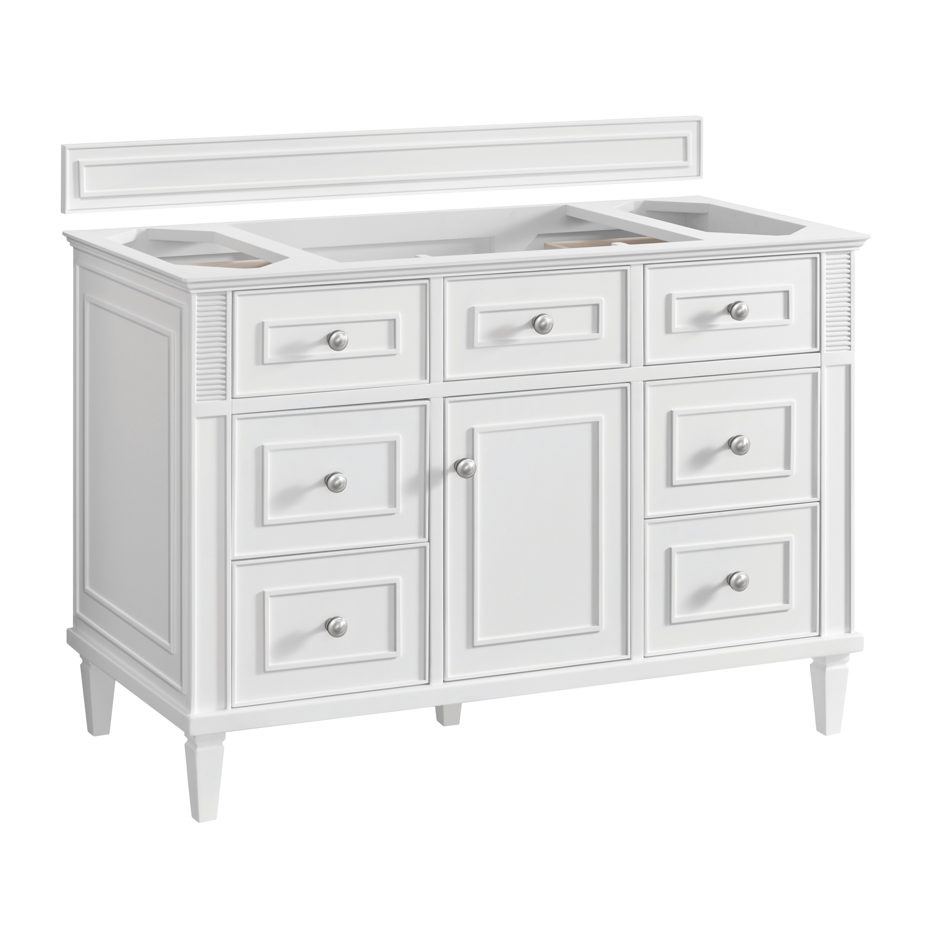 James Martin Vanities Lorelai 48-in Bright White Bathroom Vanity Base Cabinet without Top