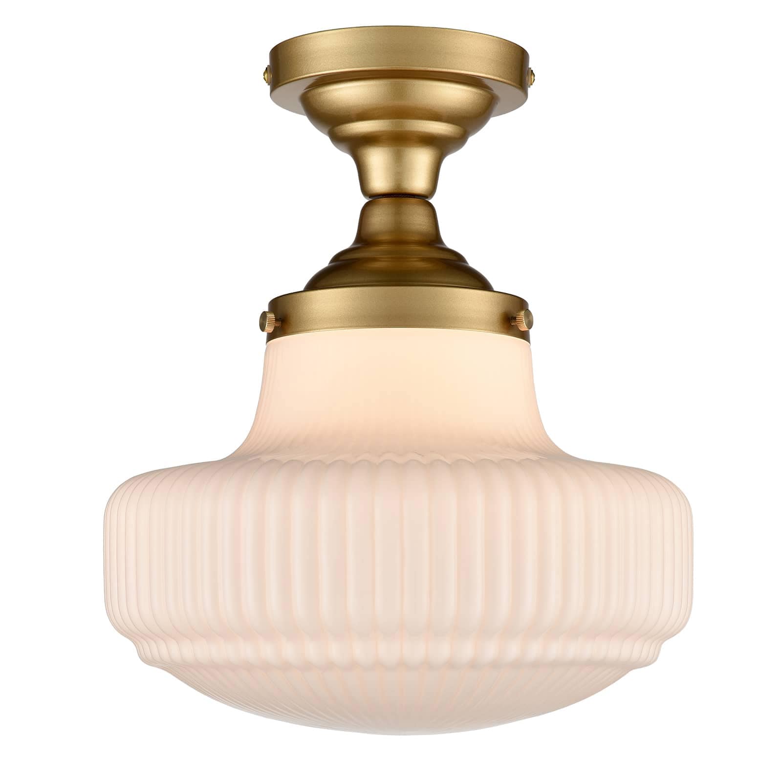 Claxy 8.66-in Brass Opal Metal Ceiling Light Mount JK