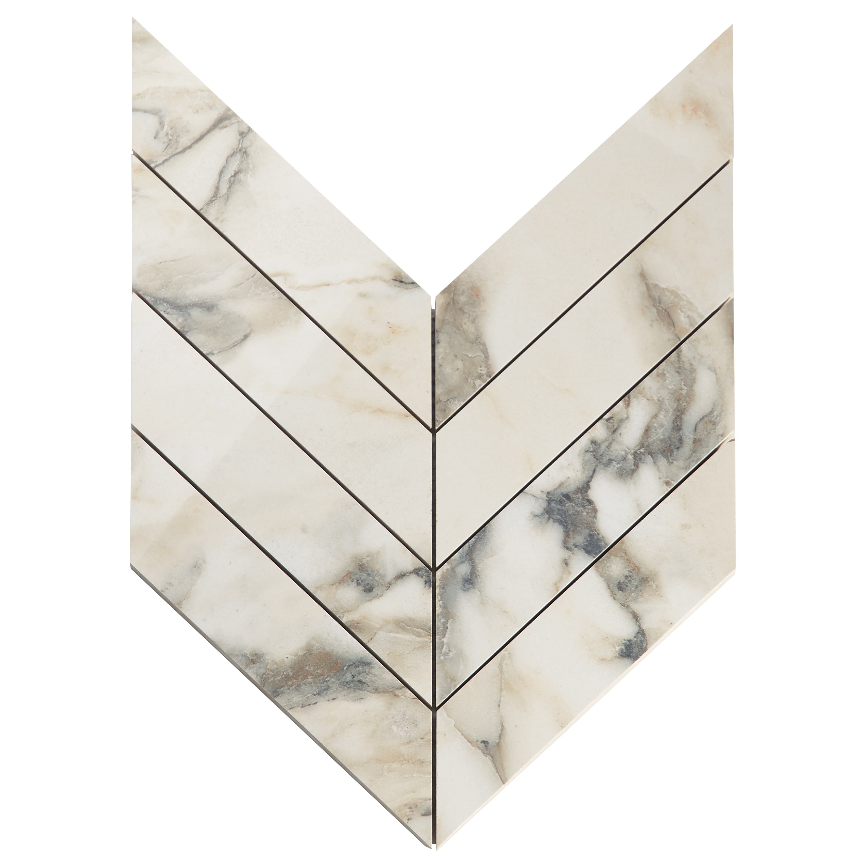 Calacatta Rustico Polished Porcelain Chevron Mosaic Tile