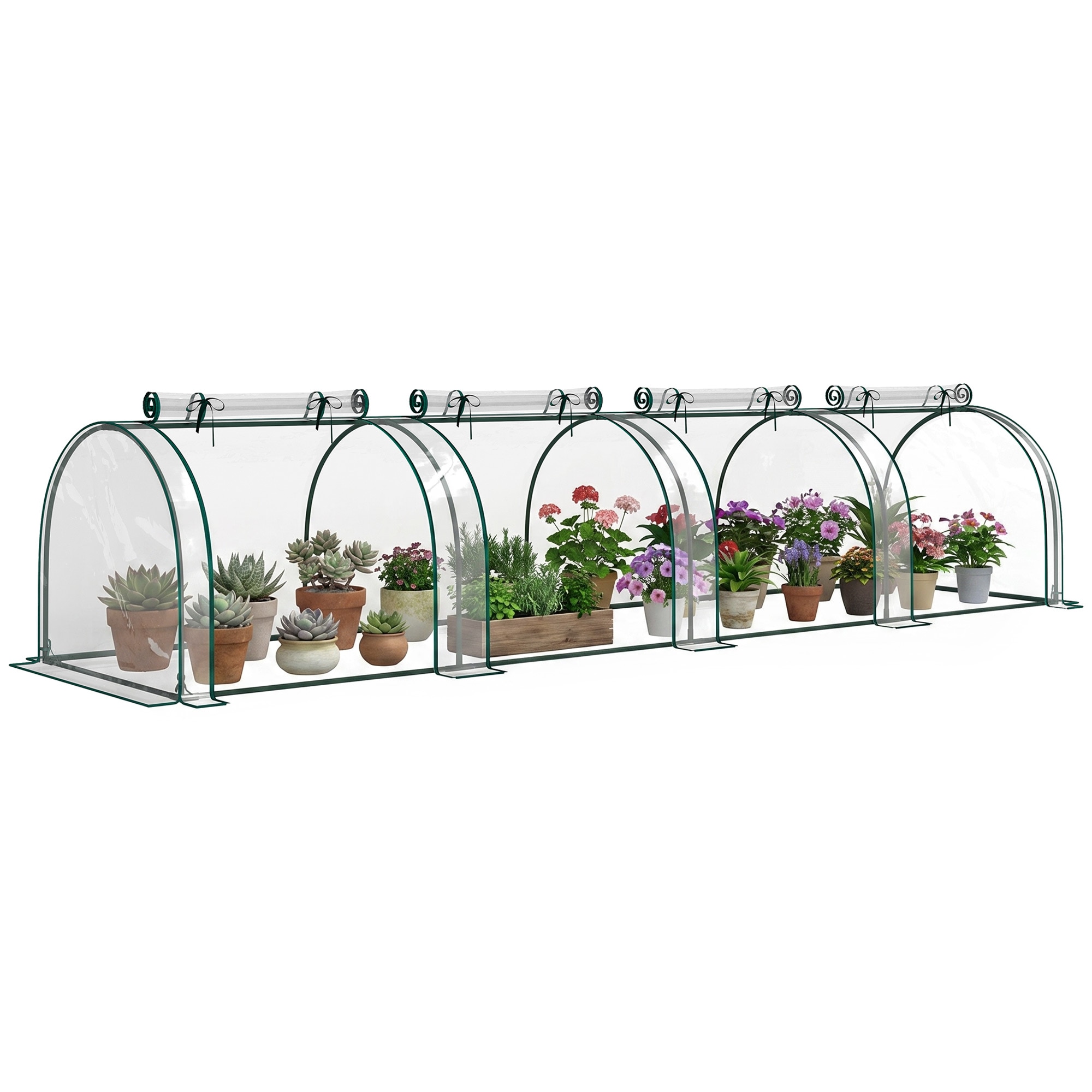 Tinyhomie 13ft L x 3ft W x 3ft H Portable Tunneled Greenhouse with 4 Zippered Doors WaterUV Fighting PVC Cover