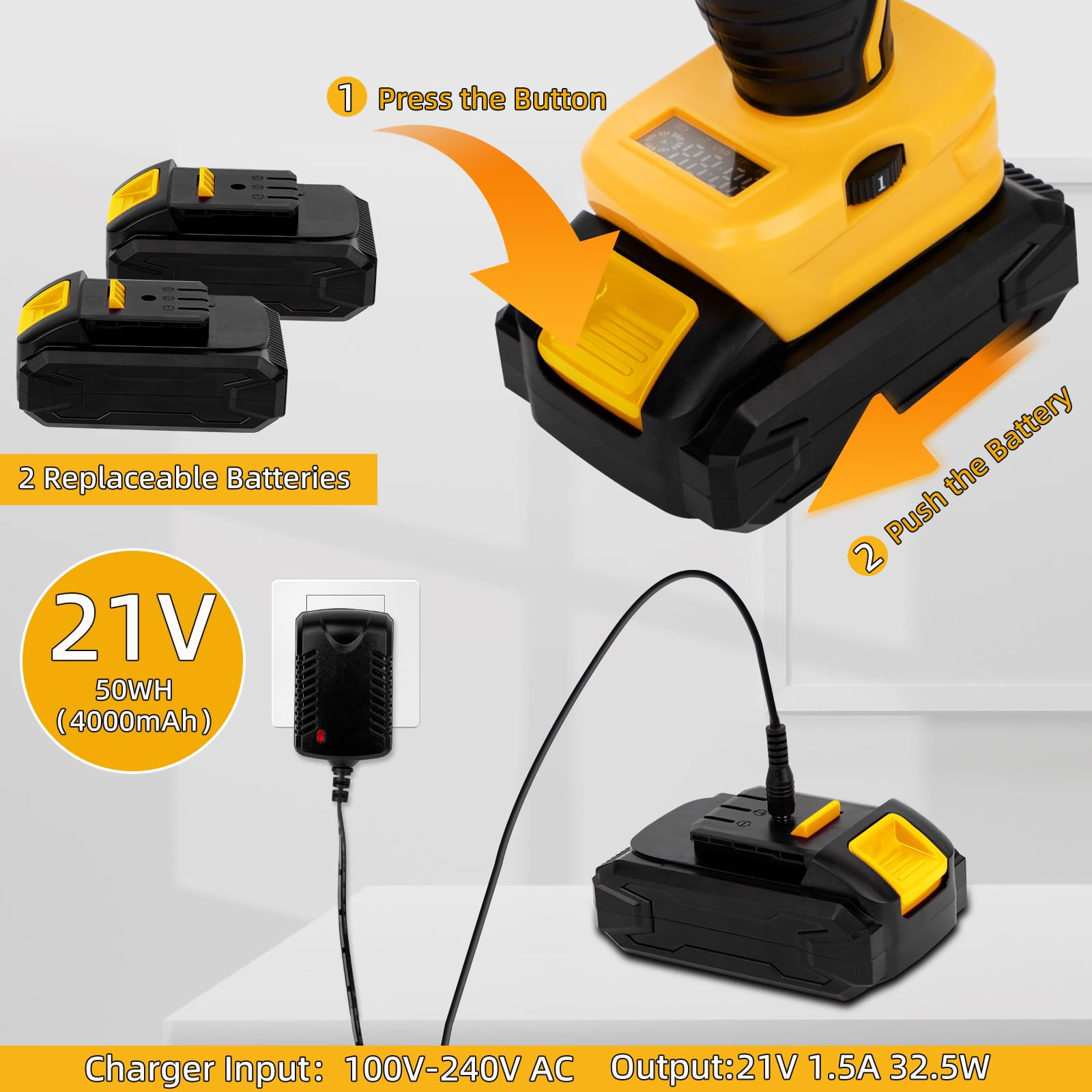 Yichuhaoxi Electric Cordless Caulking Gun Dripless Double Cartridge ...