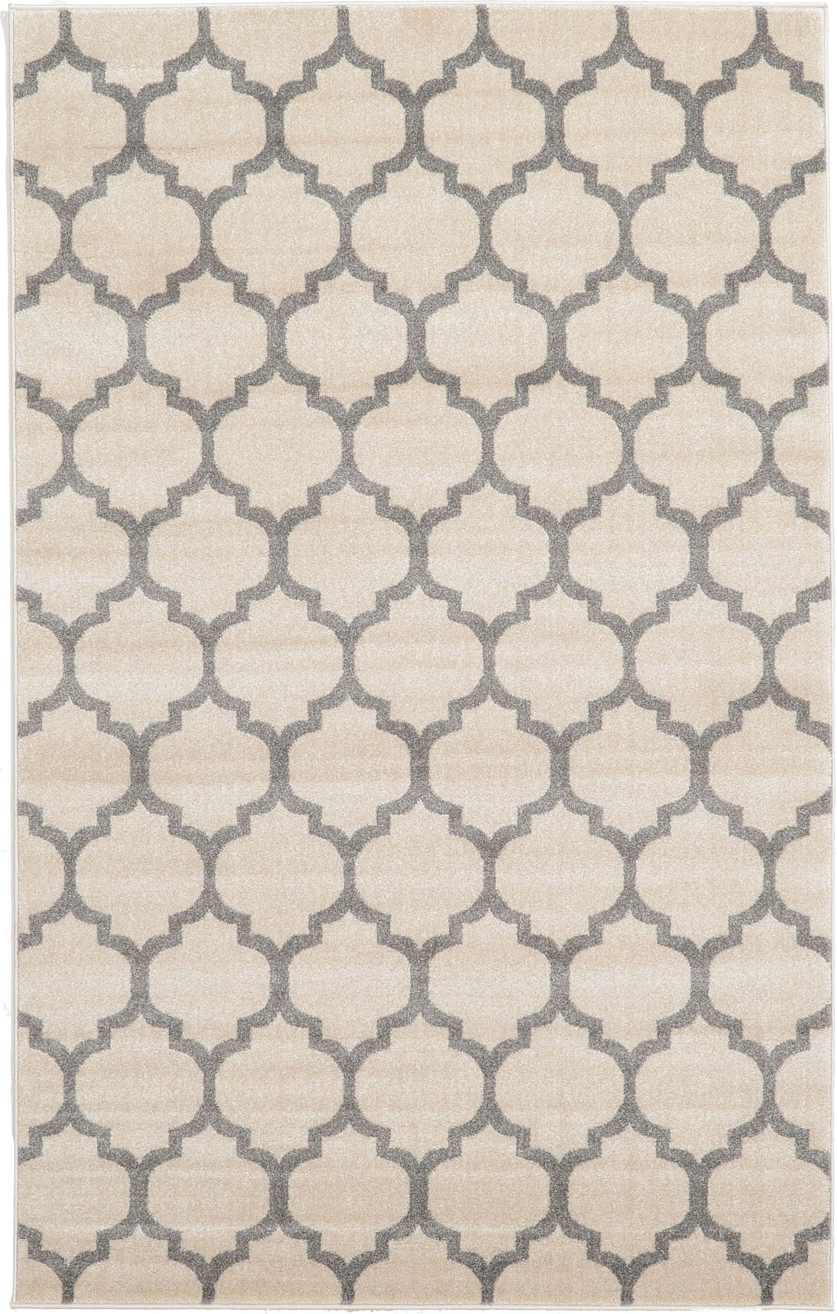 Unique Loom 3115940 Philadelphia Trellis 5 x 8 (ft) Loomed Polypropylene Beige and Gray Rectangular Indoor Geometric Industrial Area rug