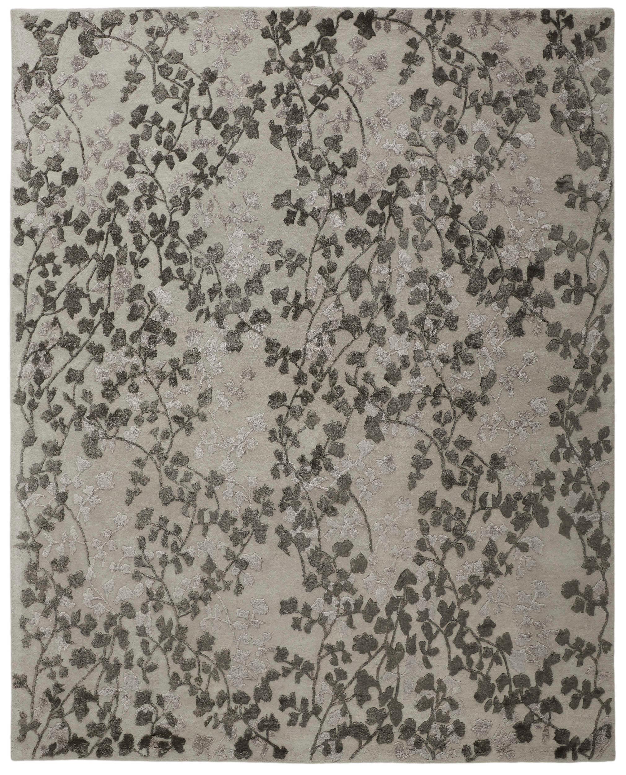 Room Envy 969R8832SLVGRYF00 8 x 10 (ft) Tufted Wool Gray/Silver/Taupe Rectangular Indoor Floral/Botanical Area rug