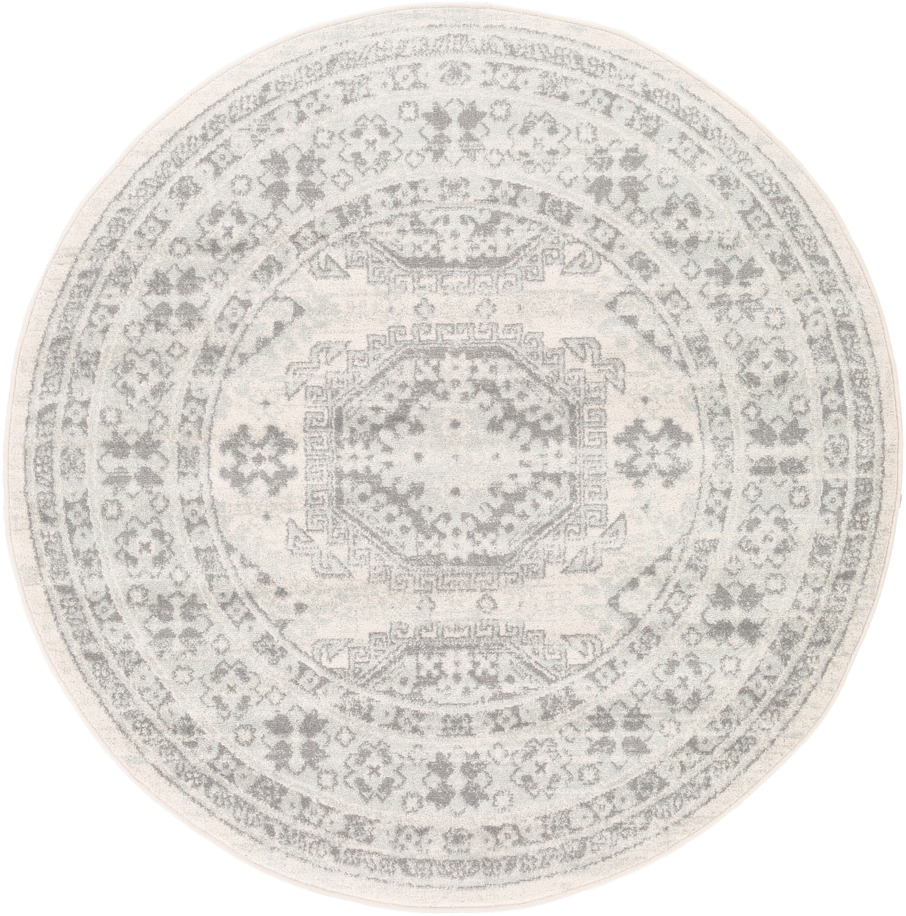 Livabliss CHE2309-53RD Chester 5 x 5 (ft) Polypropylene Gray Round Indoor Medallion Global Area rug