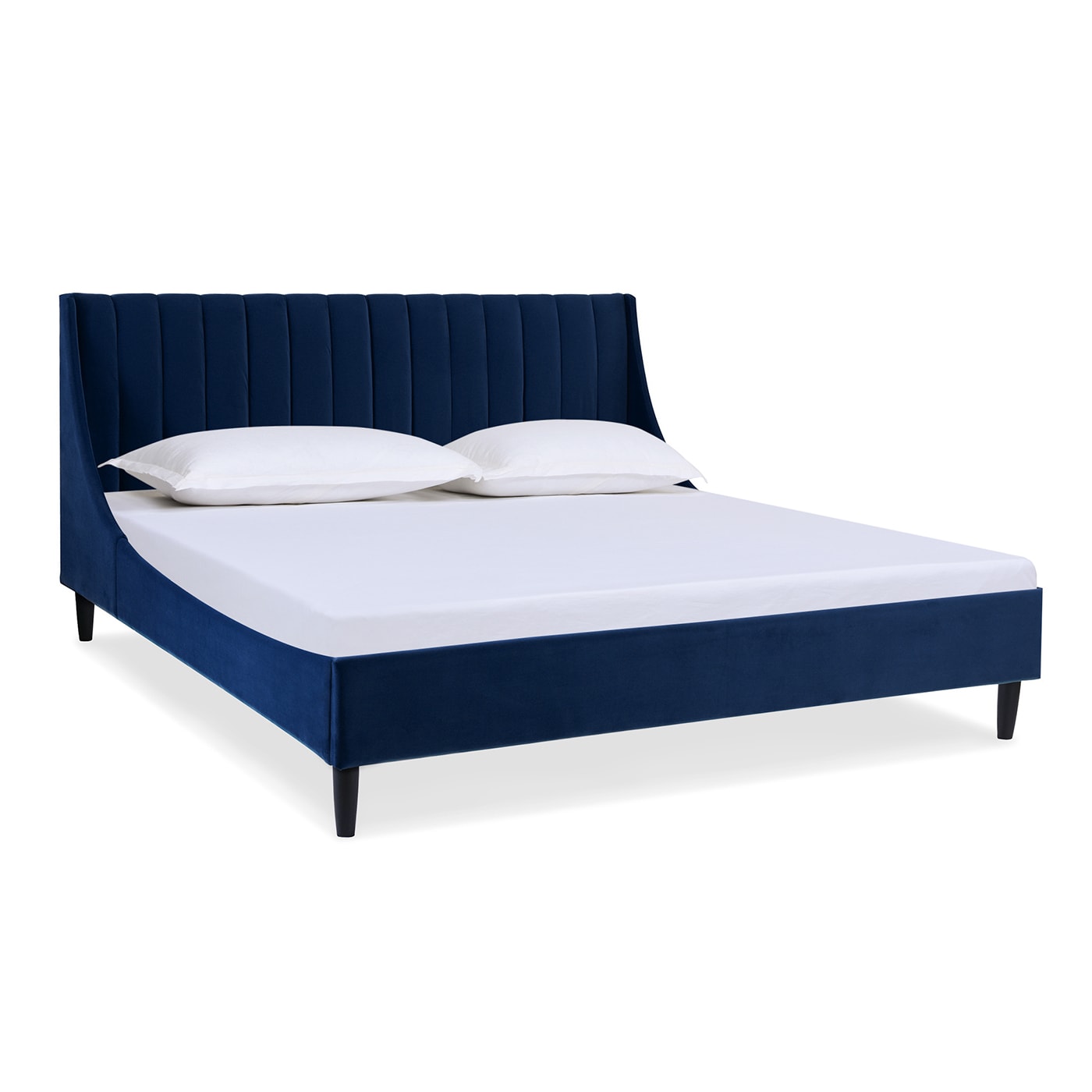 Blue Velvet King Platform Bed, Blue Velvet King Bed
