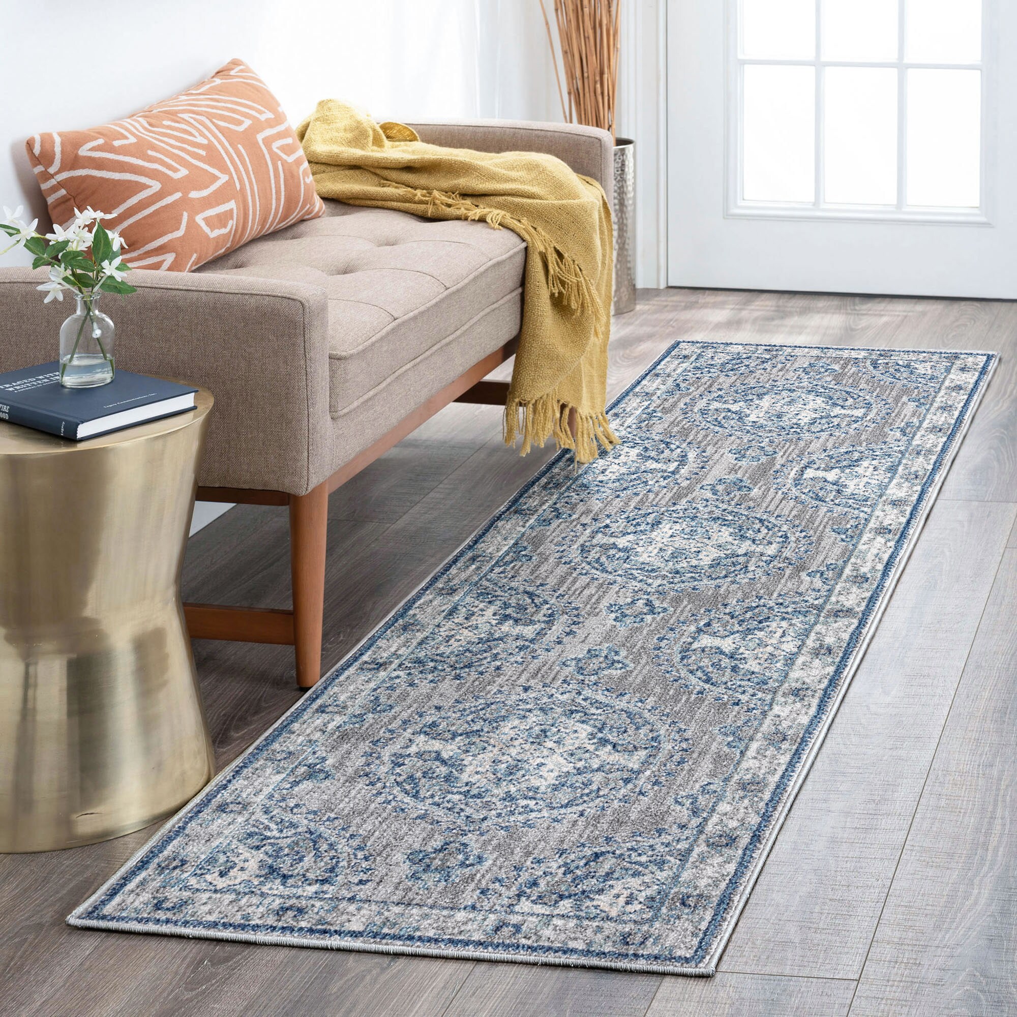 Tayse GRD6109 2X8 Garden 2 x 8 (ft) Loomed Polypropylene Gray Rectangular Indoor Runner rug