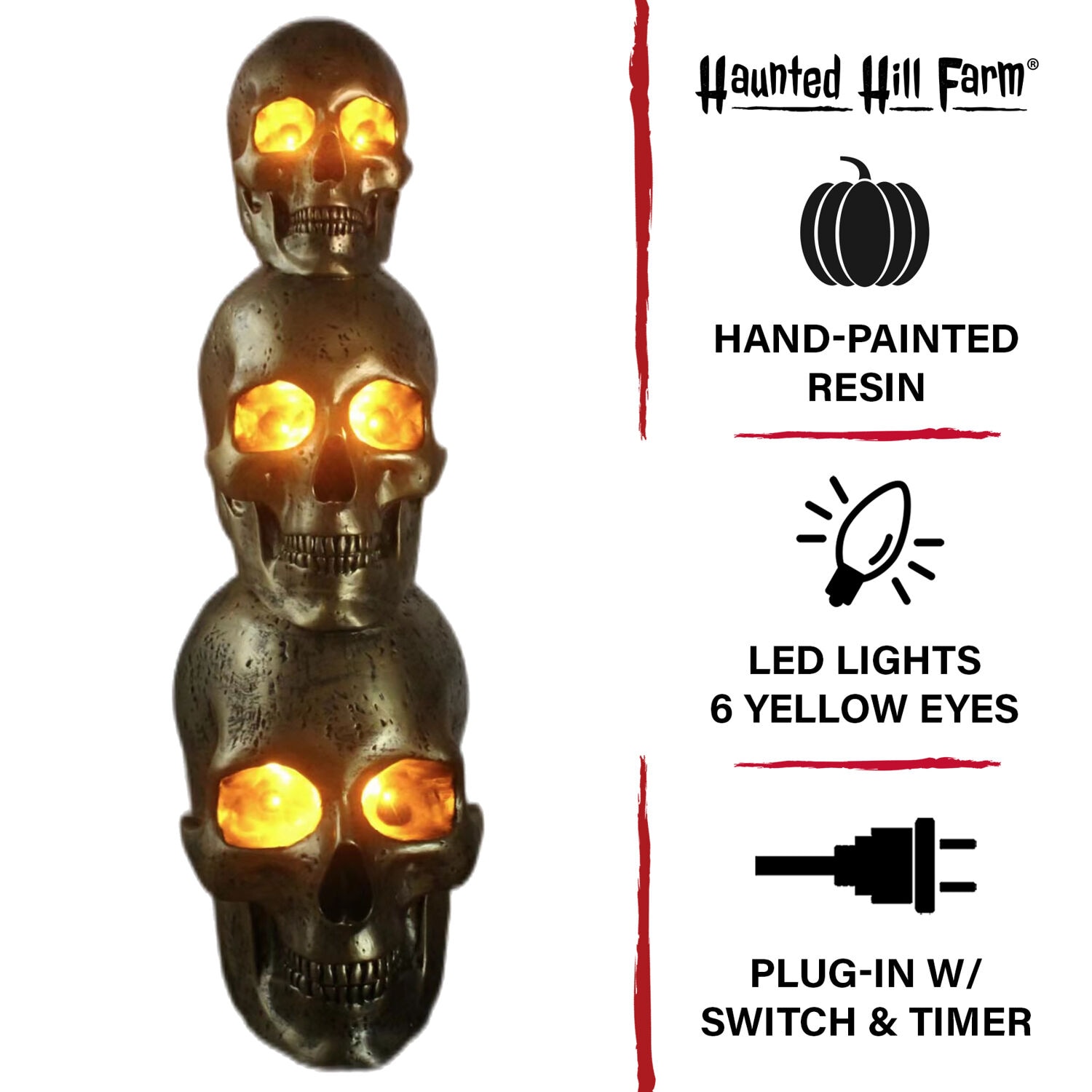 Haunted Hill Farm HHRS036-1SKL-GLD Outdoor-Halloween-Decor - View #4