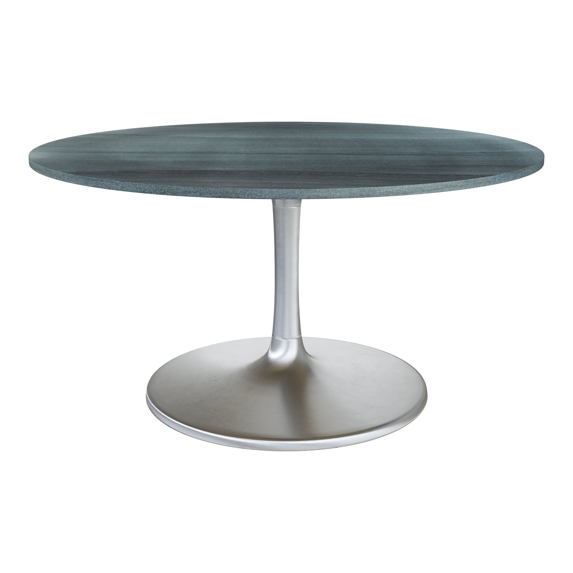 ZUO 109451 Gray Silver Round Contemporary/Modern Dining Table, Marble with Composite Pedestal Base 59.1-Inches L x 30.7-Inches H