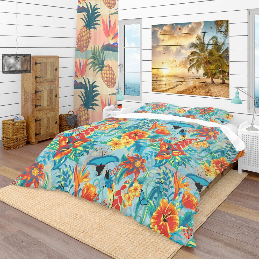 Designart BED18763-Q 3 -Piece Blue Queen Duvet cover Set