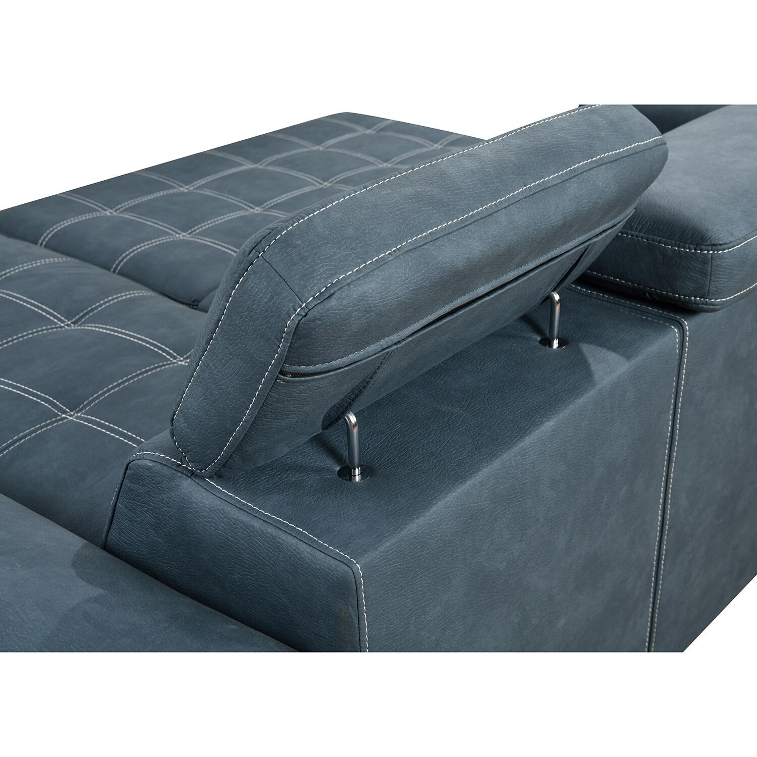 HOMESTOCK 79.92 in. Button Tufted Square Arm Microfiber