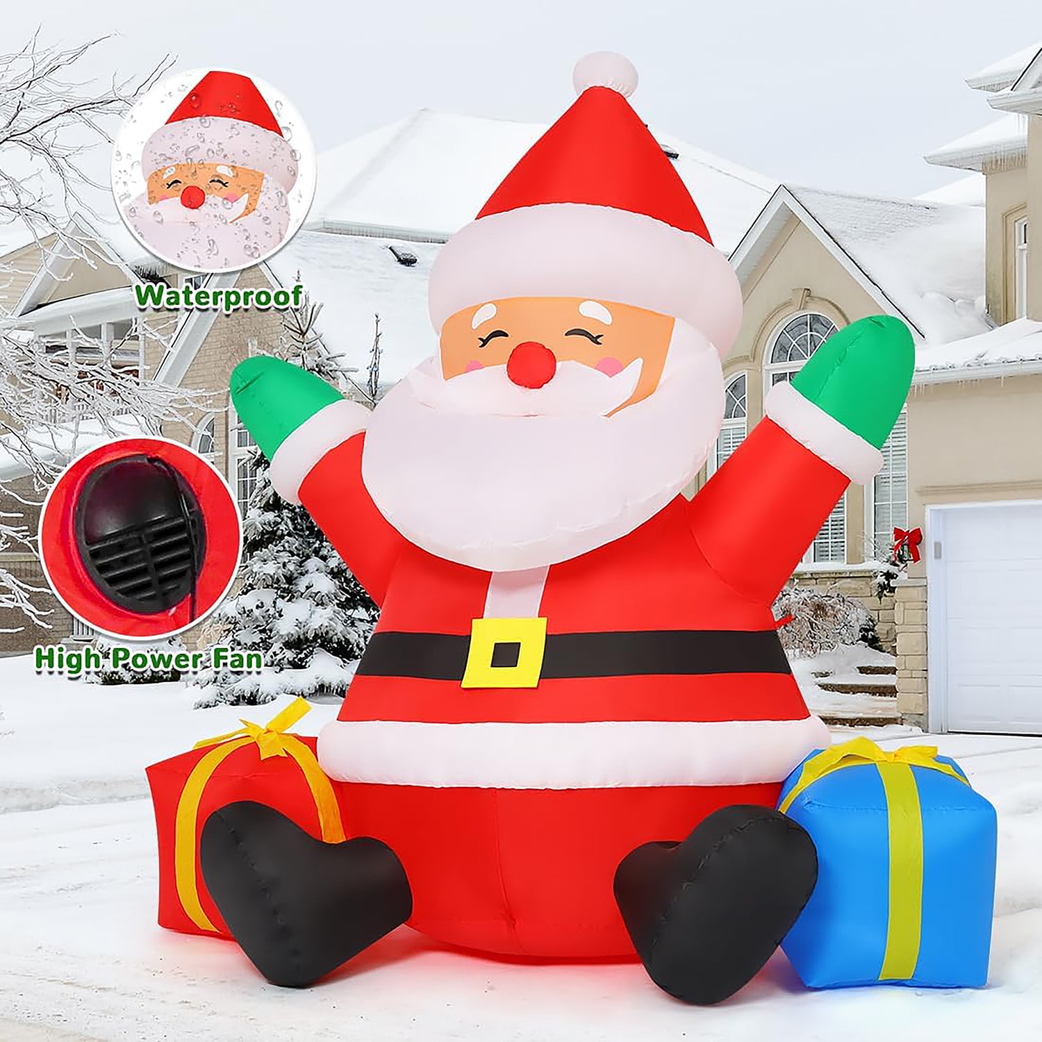 GOOSH 5.2-ft Lighted Santa Christmas Inflatable In The Christmas ...