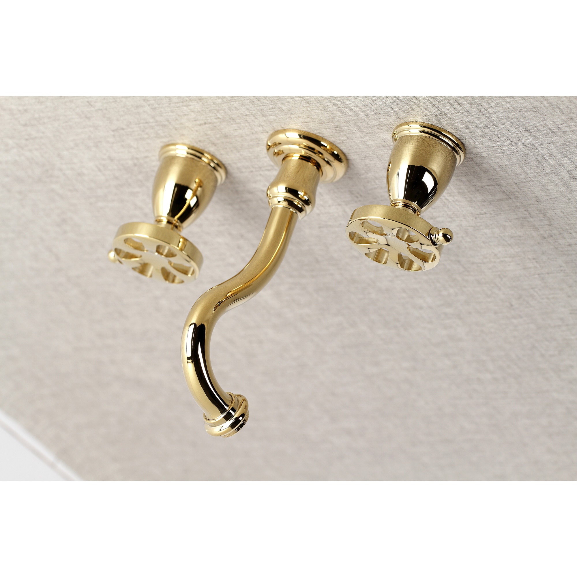 Kingston Brass WLKS3122RX Belknap Polished brass Wall-mount 2-handle Low-arc Residential Handle Bathroom Sink Faucet