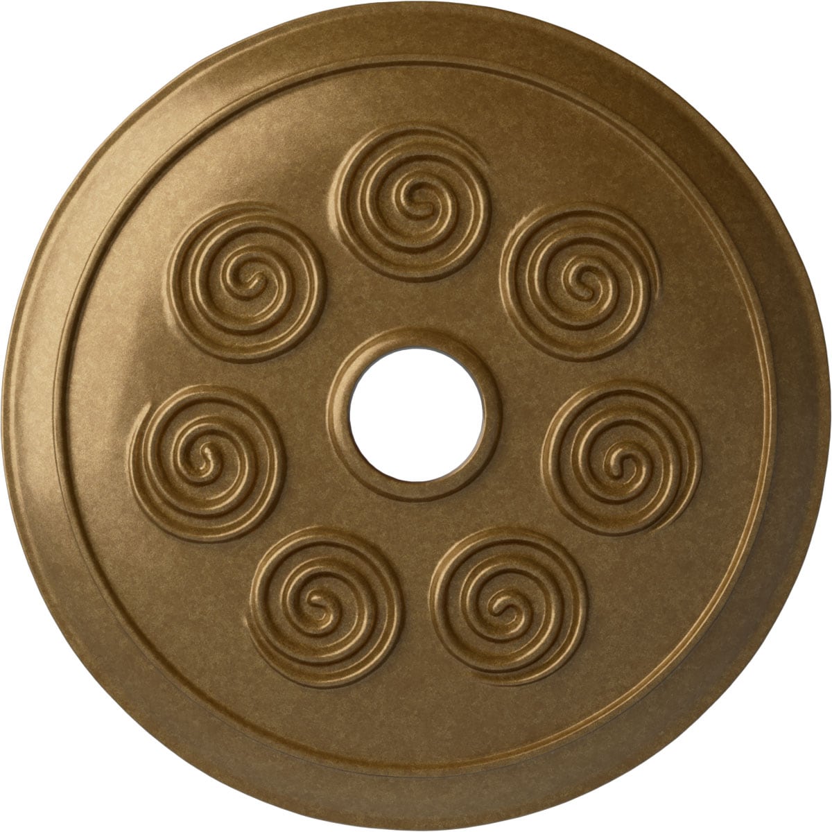 Ekena Millwork CM25SPPAS Spiral 25.25-in W x 25.25-in L Painted Pale Gold Polyurethane Whole Ceiling Medallion