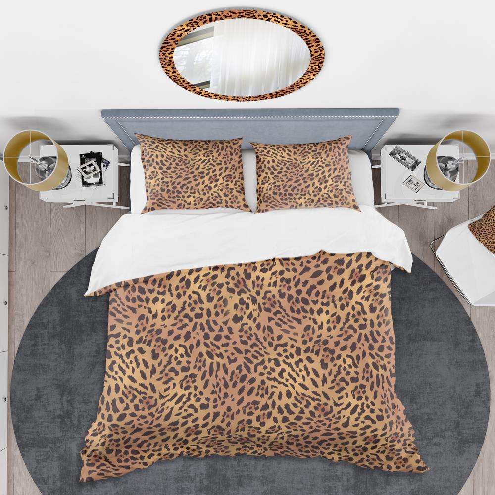 Twin Leopard Print Microfiber Polyester Duvet Cover Set