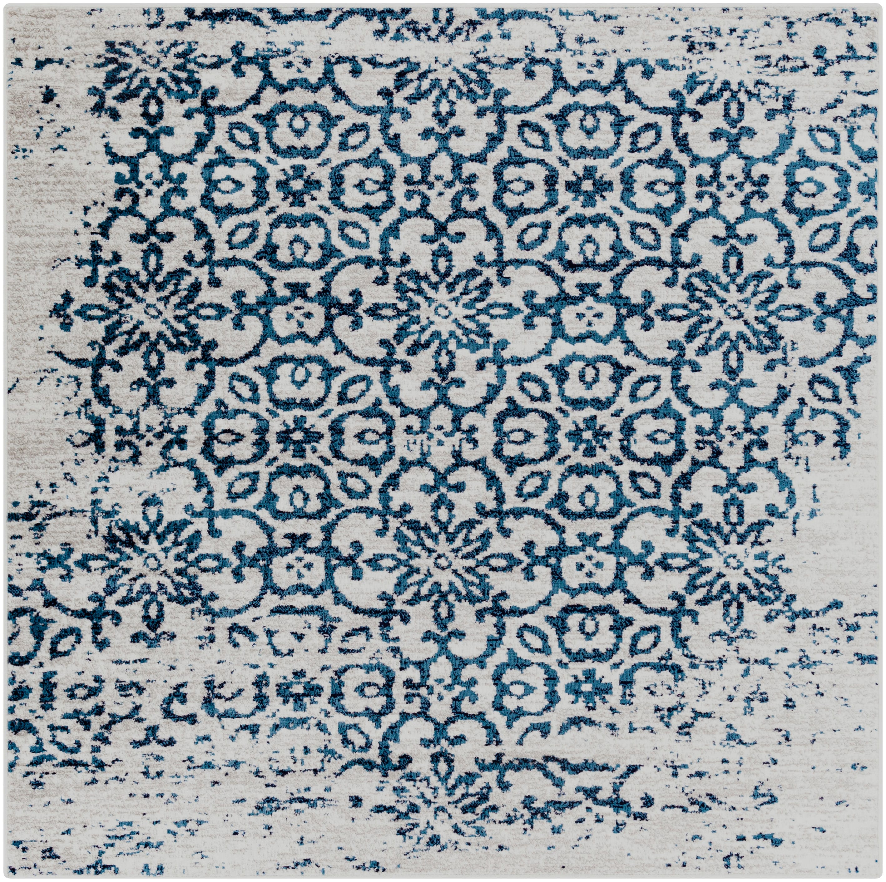 Surya MNC2304-67SQ Monte Carlo 7 X 7 (ft) Grey/Navy Square Indoor Trellis Vintage Area Rug