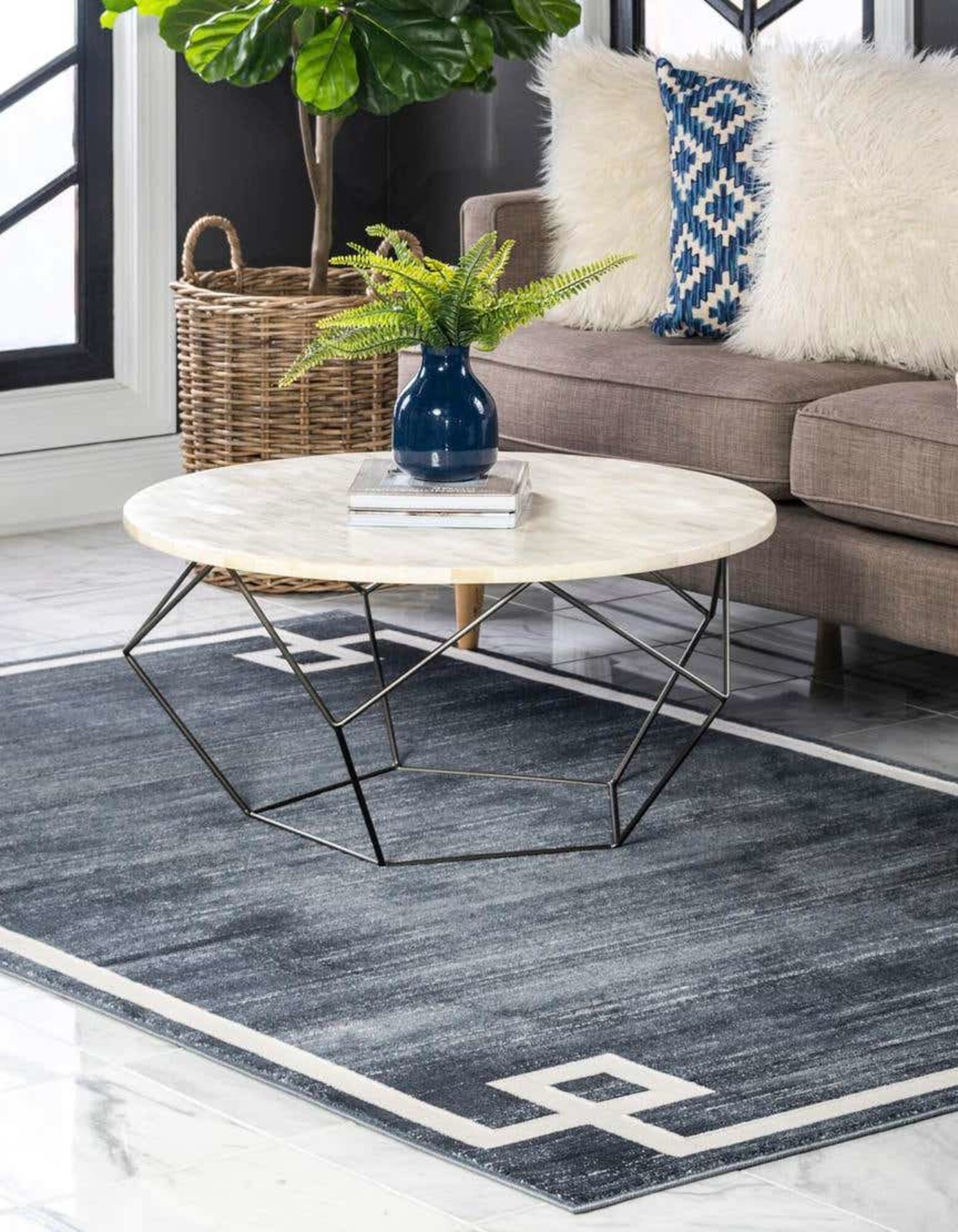 Unique Loom 3187025 Jill Zarin Uptown 2 x 3 (ft) Loomed Polypropylene Navy Blue Rectangular Indoor Coastal Area rug