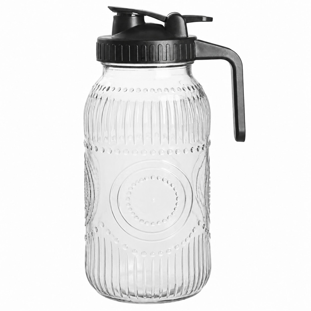 Aoibox  Vintage 64 fl oz Glass Mason Jar Pitcher with Wide Mouth Airtight Lid 4 5 in W x 9 23 in H