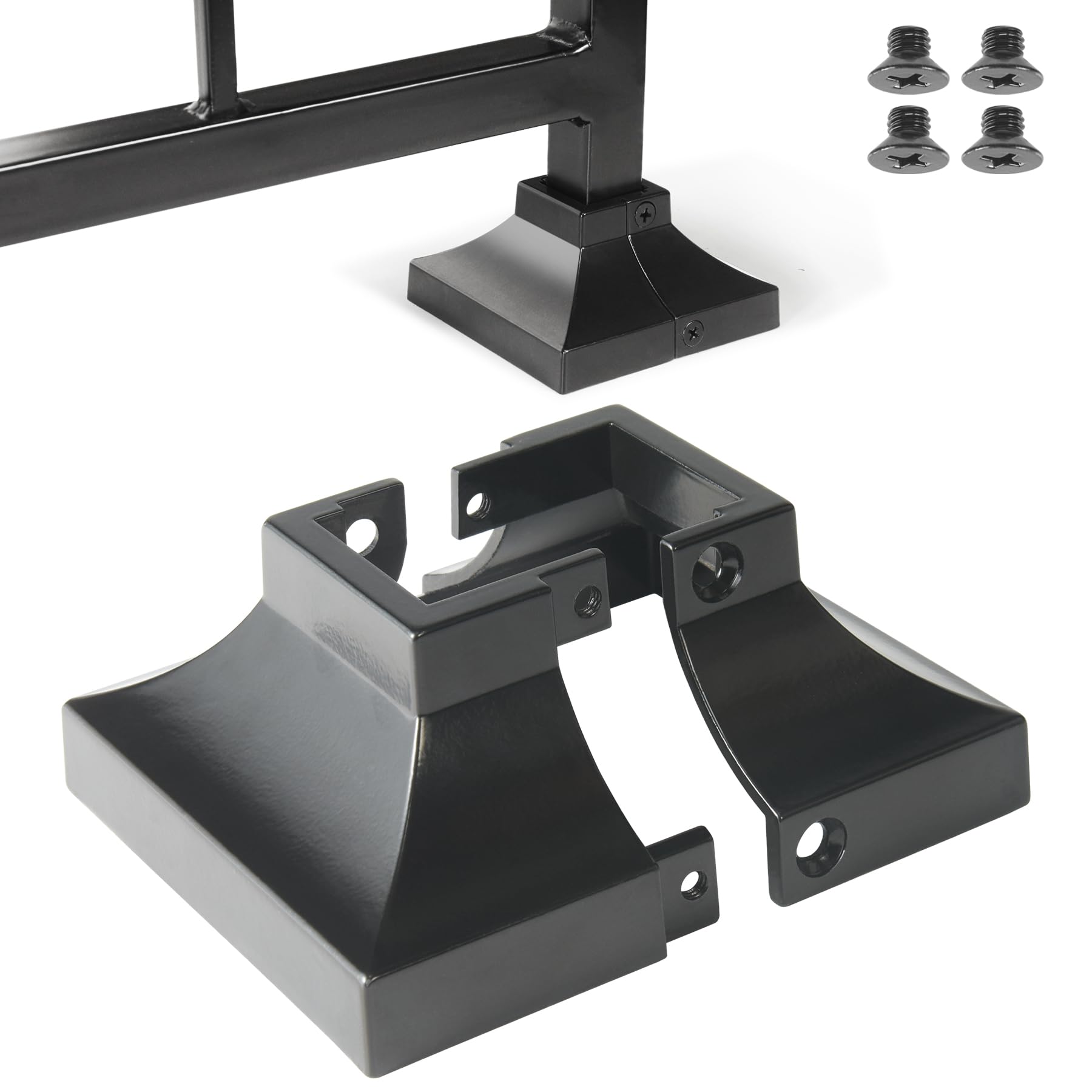 Justincity  Aluminium Deck Post Cover for Handrail Stail Porch Deck Railing Base Post Covers 1 25 x1 25 Base 3 5 x3 5 Black 1