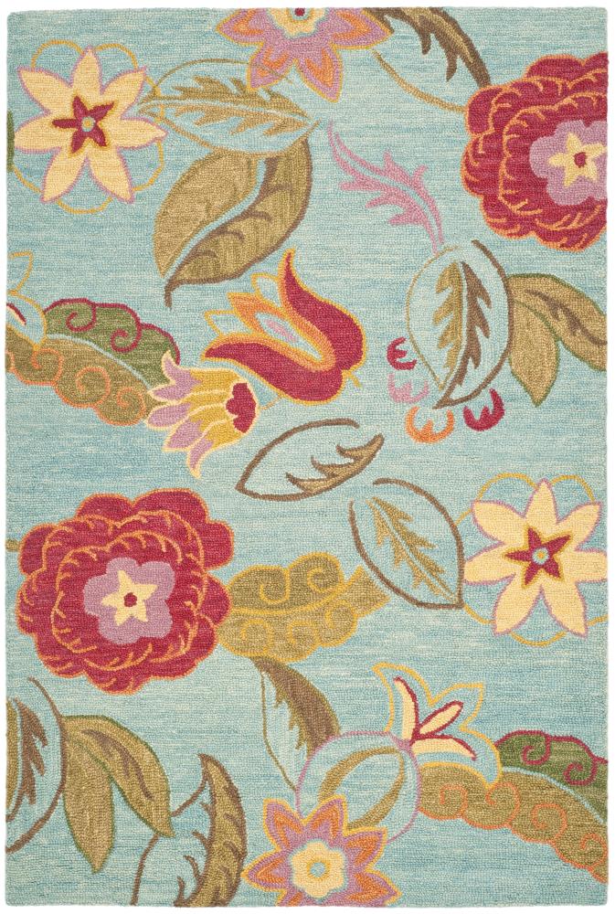 Blossom Blue Floral Hand-Tufted Wool Area Rug 6' x 9'