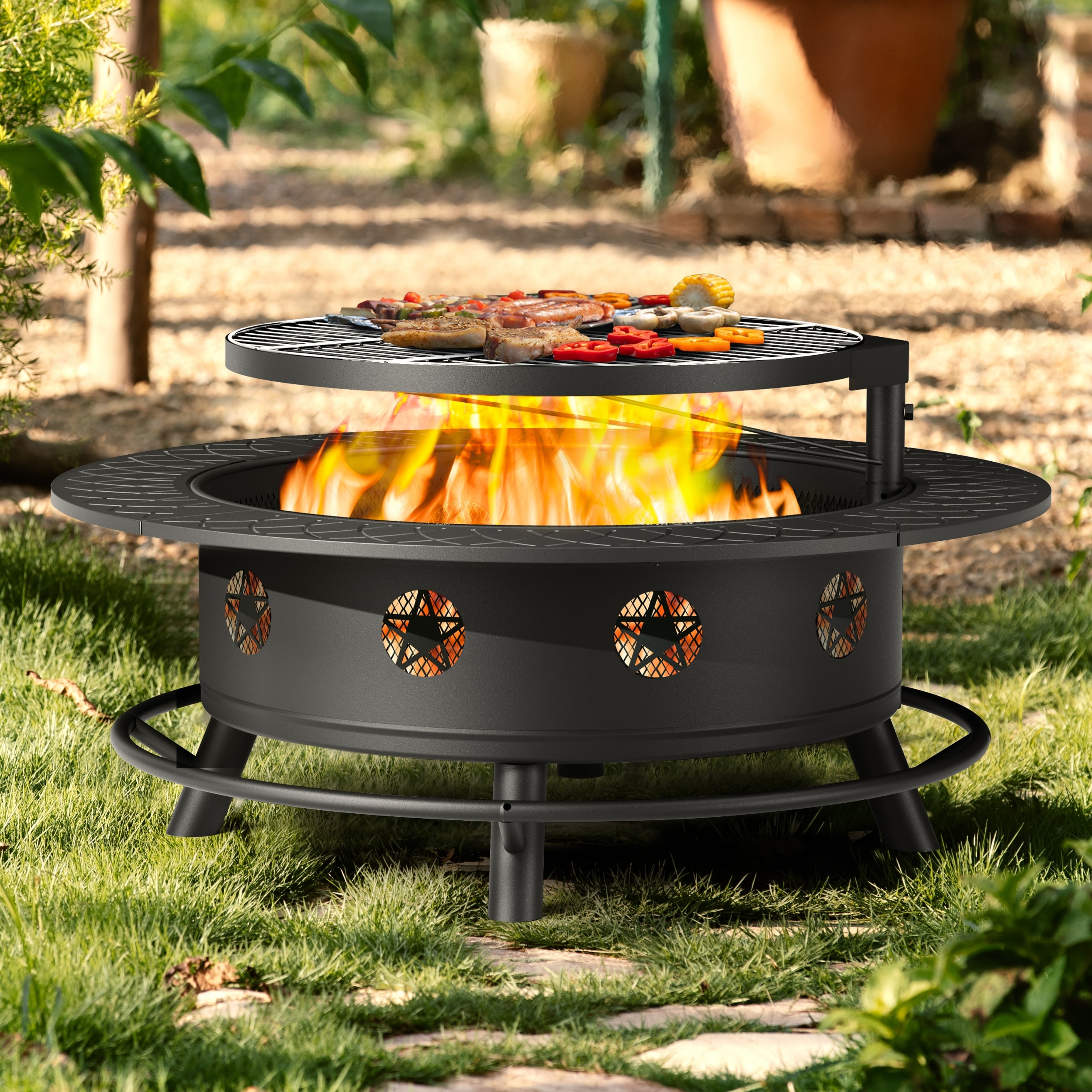 Vicinity FP013-35 35-in W Painted Steel Wood-Burning Fire Pit