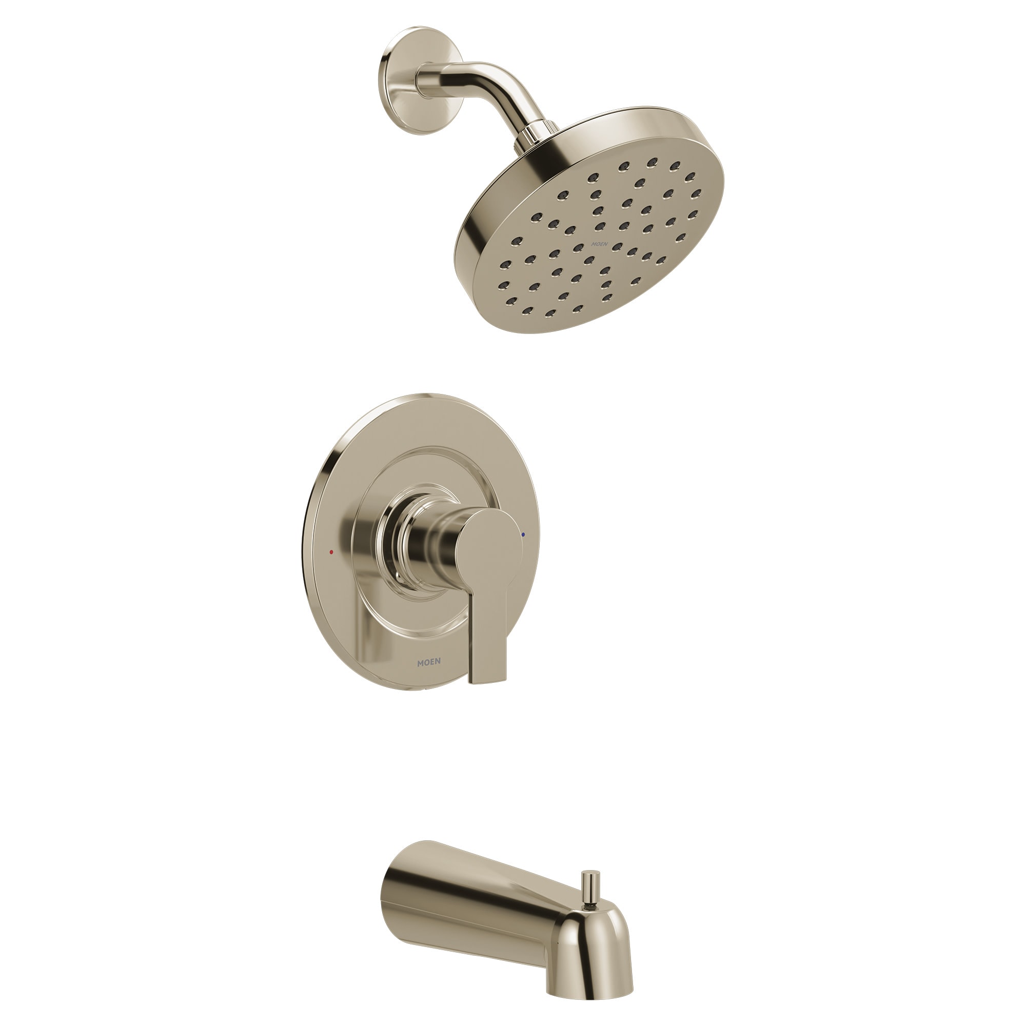 Moen 82628NL Rinza Polished Nickel 1-handle Single function 7-in Round Bathtub and shower Faucet with Valve