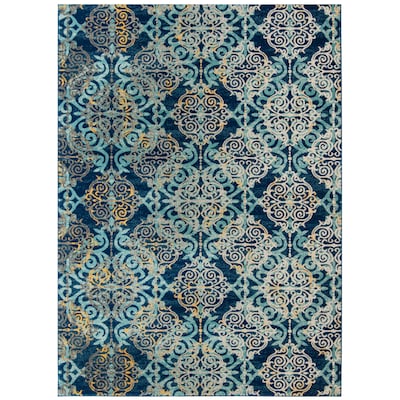 Safavieh Evoke Rigby 2 x 7 Royal/Light Blue Indoor Abstract Bohemian/Eclectic Runner Safavieh Evoke Rigby 2 x 7 Royal/Light Blue Indoor Abstract Bohemian/Eclectic Runner