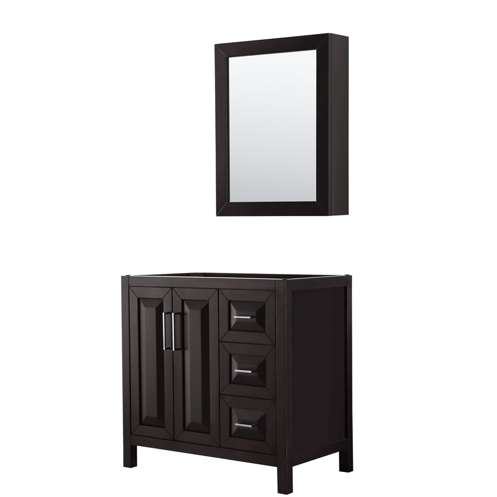 Wyndham Collection WCV252536SDECXSXXMED Daria 36-in Dark Espresso with Polished Chrome Trim Bathroom Vanity Base Cabinet without Top (Mirror Included) (Medicine Cabinet Included)