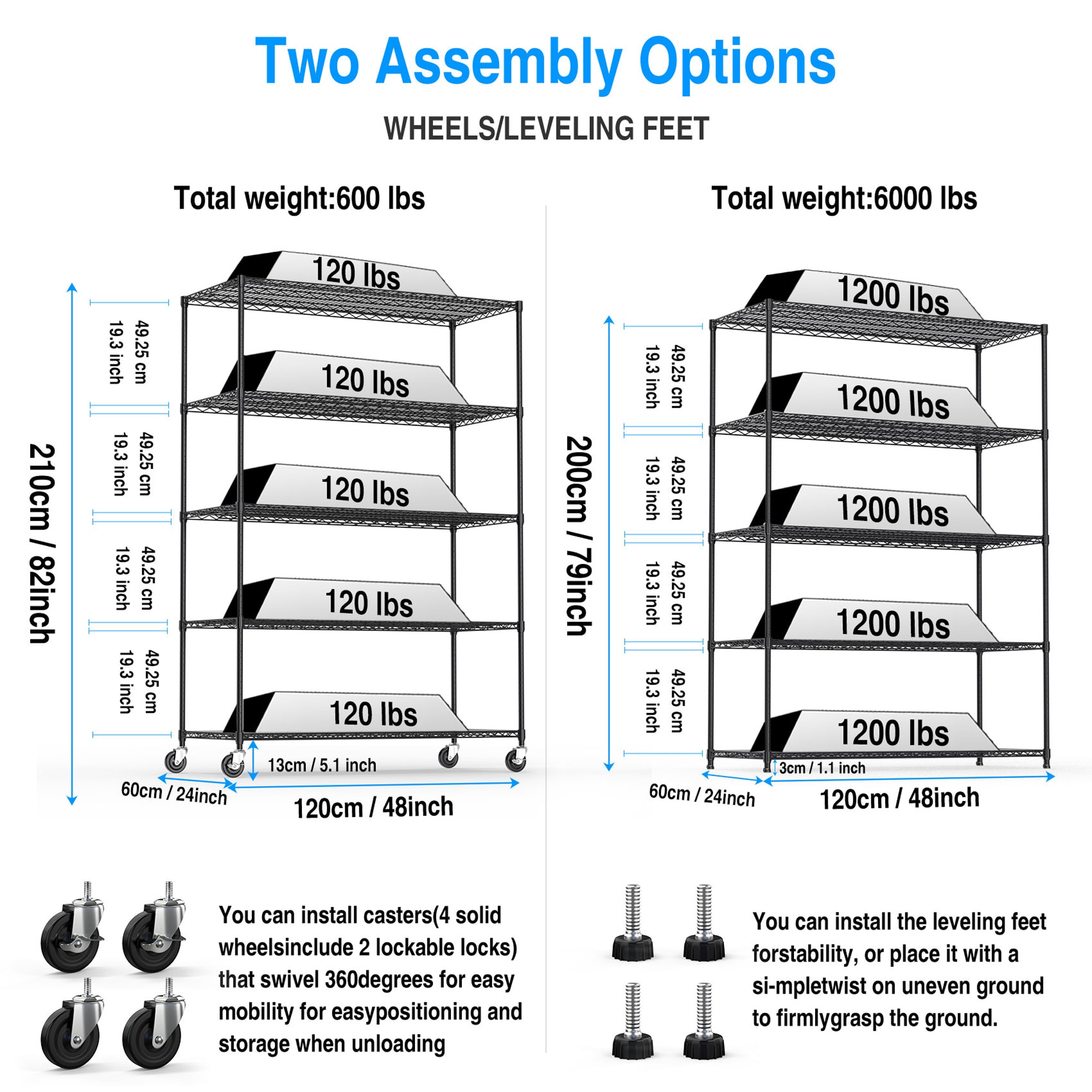 Gaierptone Metal Heavy Duty 5-Tier Utility Shelving Unit (48-in W 