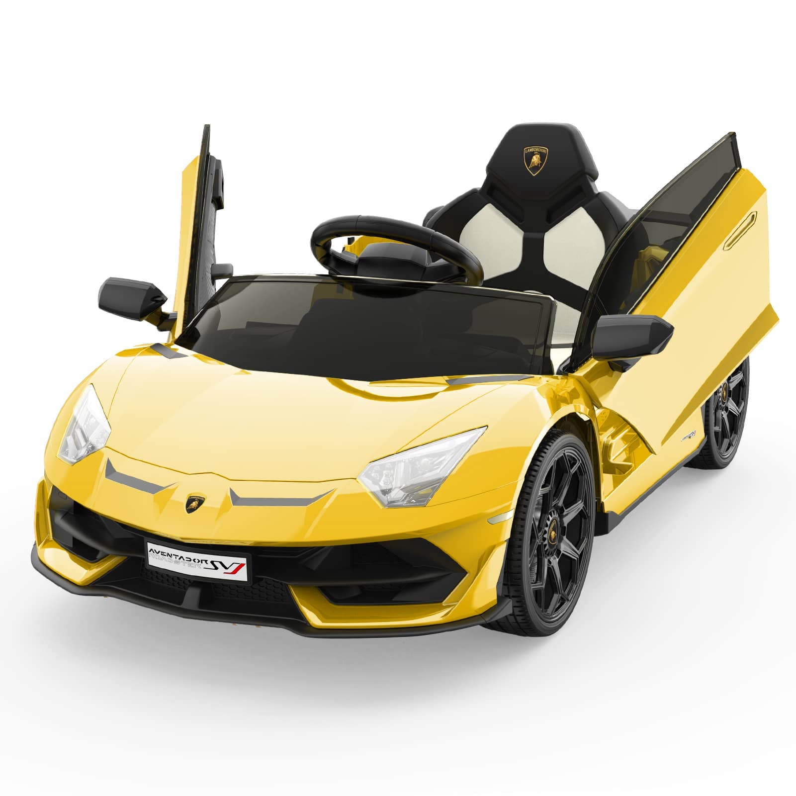 Qeetex TCPTO0Y59IM0T 12V Licensed Lamborghini Kids Electric RideOn Car With Remote Control LED Lights And Sound System Yellow