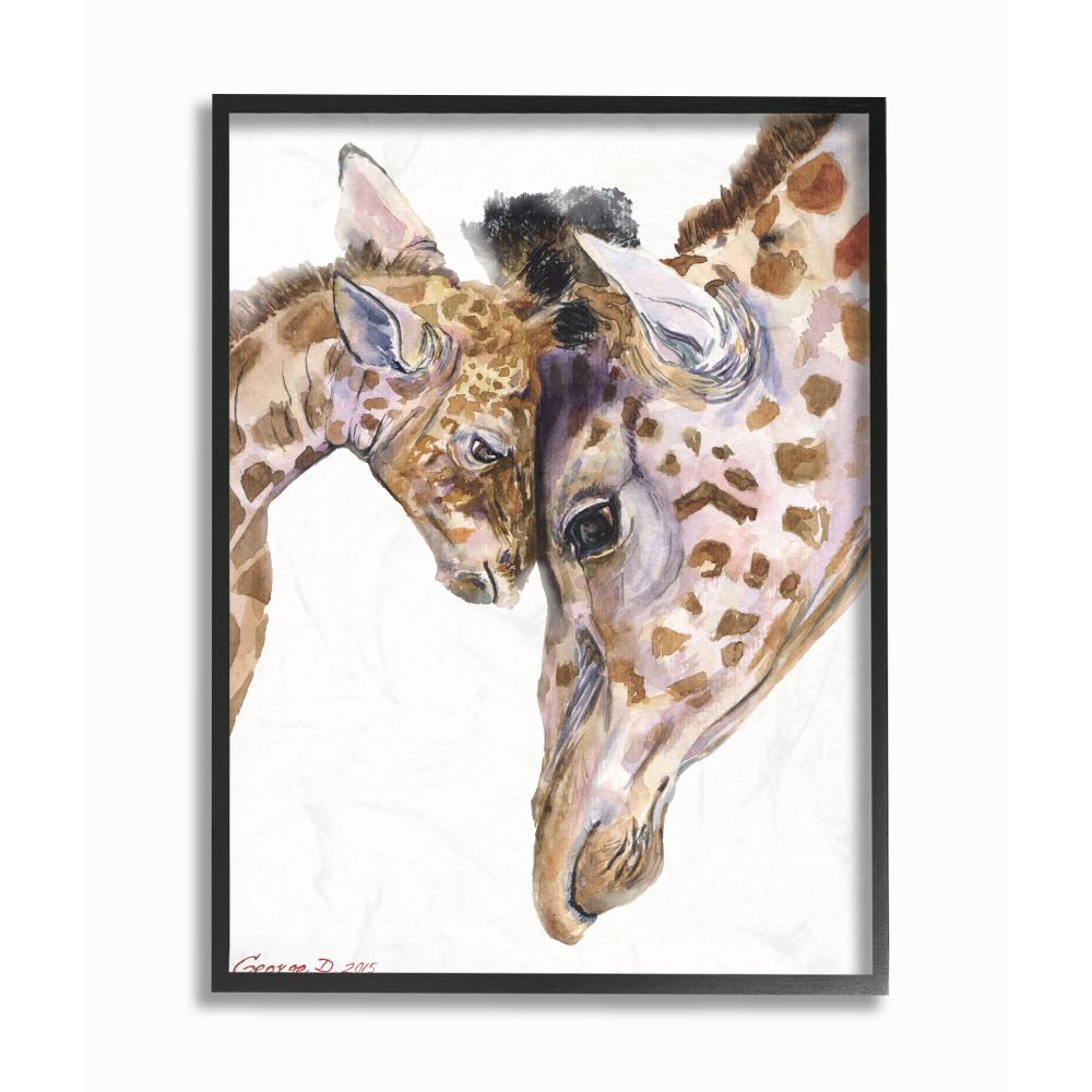 mother and baby giraffe paintings